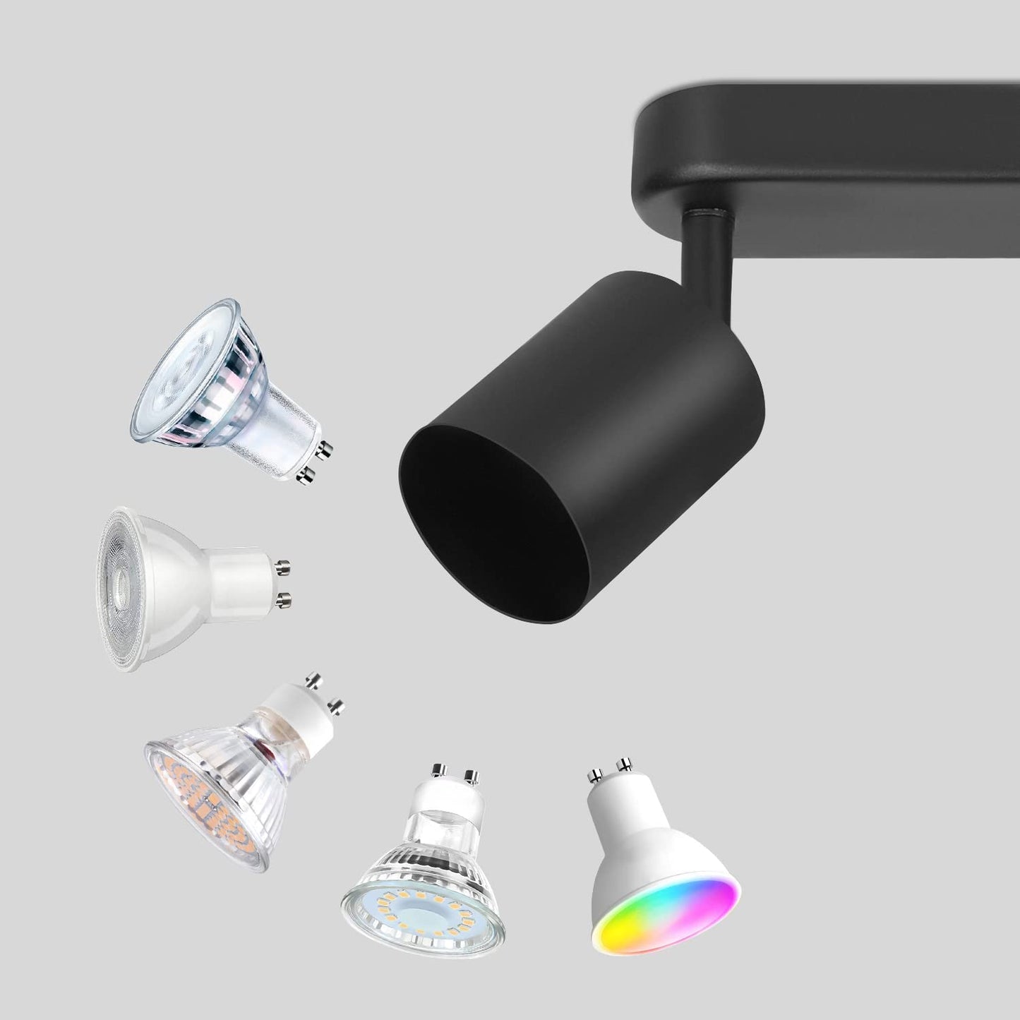 ZMH Deckenleuchte mit 4 Flammig Schwarz Deckenstrahler - Deckenlampe Wohnzimmer Modern GU10 Deckenspots Metall Schwenkbar Design Wohnzimmerlampe f¨¹r Flur Schlafzimmer G?nge Esszimmer - Ohne Gl¨¹hbirne