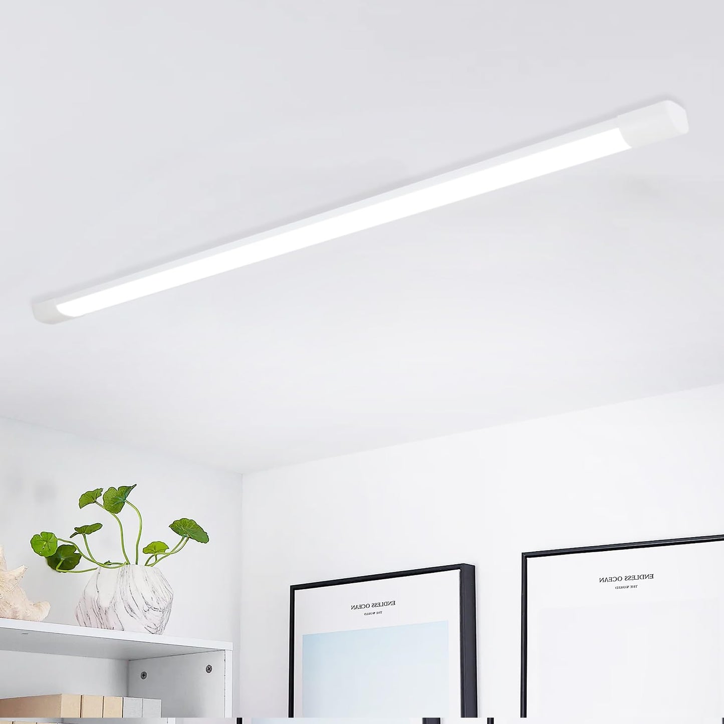 ZMH LED Deckenlampe 90CM Deckenleuchte - 24W Leiste Flach K¨¹chenlampe Feuchtramleuchte R?hre Werkstattlampe 4000K Neturalwei? Kellerlampe 180¡ã Abstrahlwinkel f¨¹r Keller K¨¹che B¨¹ro Garage Warenhaus