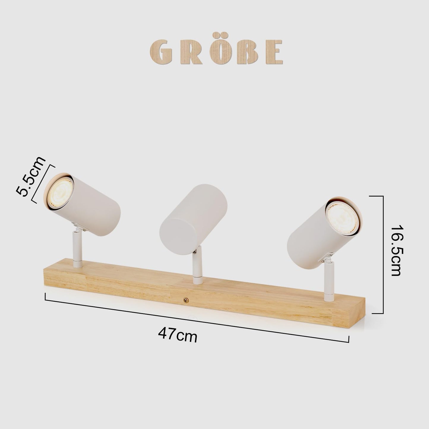 Deckenleuchte Holz Deckenstrahler 3 Flammig - Vintage Deckenlampe GU10 Deckenspots Modern Wei? Schwenkbar 350¡ã Flurlampe f¨¹r Schlafzimmer Wohnzimmer Arbeitszimmer Esszimmer K¨¹che