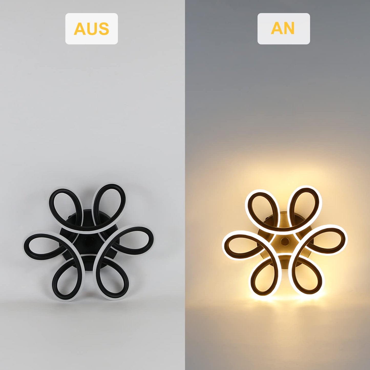 ZMH Deckenlampe LED Deckenleuchte Schwarz Klein Flurlampe 17W K¨¹chenlampe Modern Warmwei? Schlafzimmerlampe 3000K Geometrie Design Lampe f¨¹r Flur Eingang Schlafzimmer Wohnzimmer K¨¹che Studio