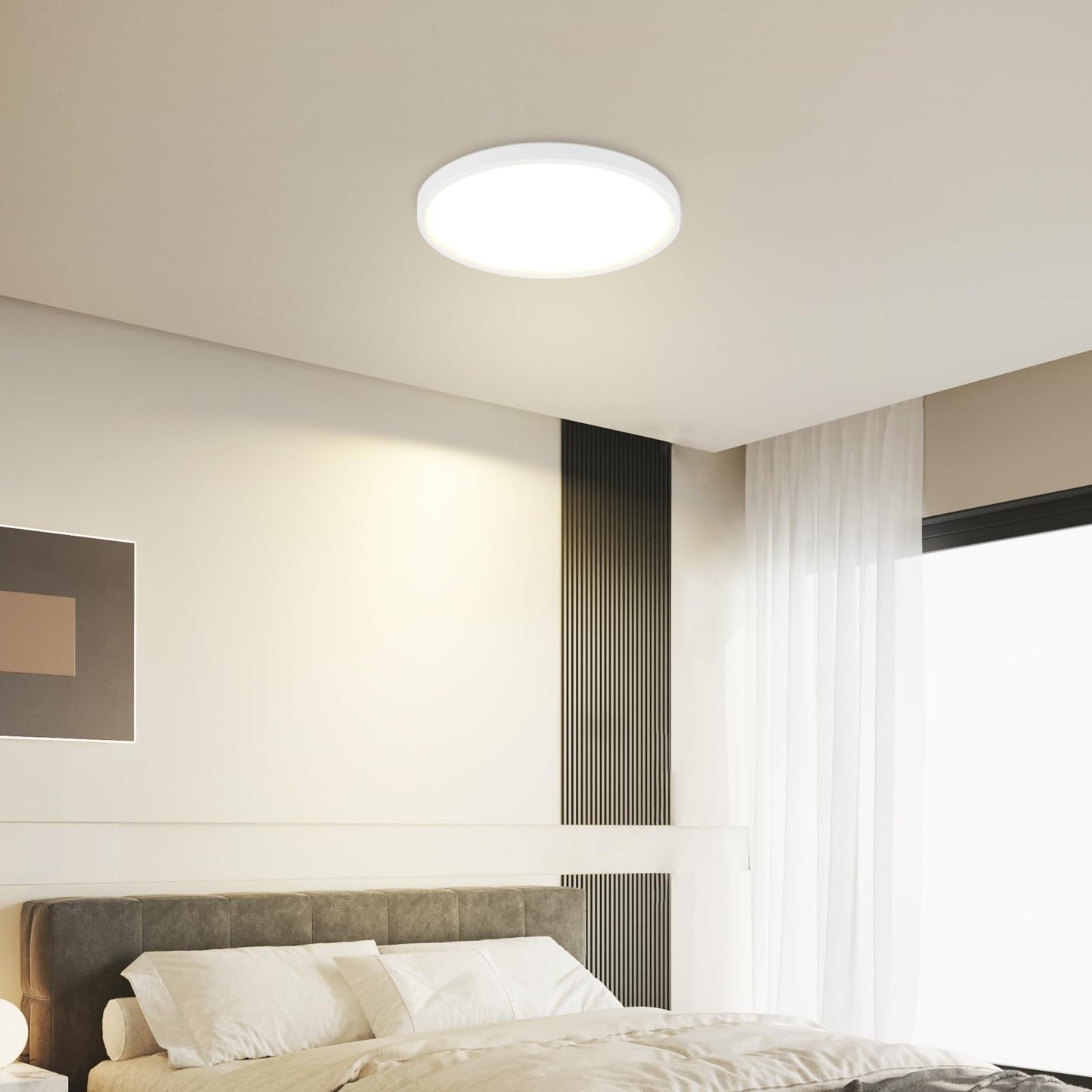 ZMH Deckenlampe LED Deckenleuchte Schlafzimmer - Schlafzimmerlampe Flach ?30CM Badezimmerlampe Rund K¨¹chenlampe Wei? Flurlampe Decke 24W Badezimmer Deckenbeleuchtung 4000K f¨¹r Bad K¨¹che Flur