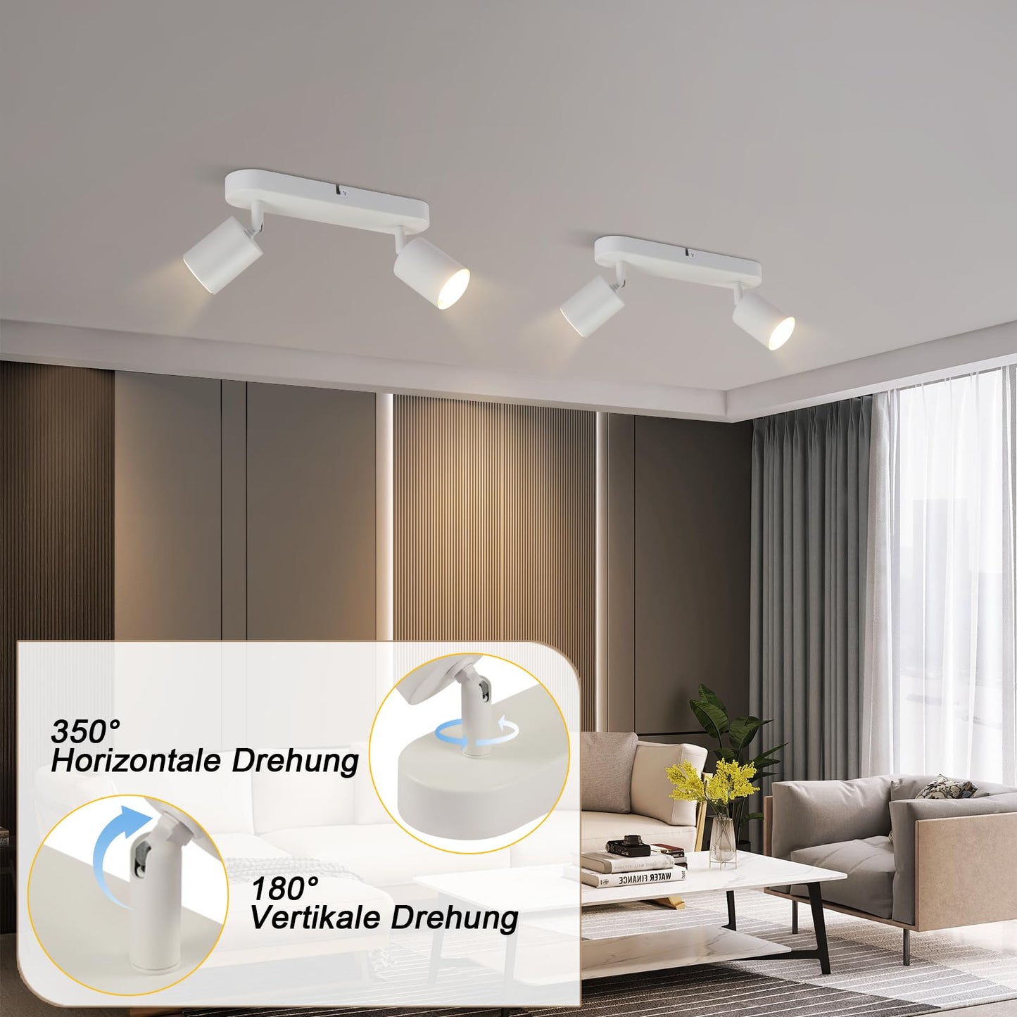 ZMH LED Deckenlampe Deckenstrahler Schwarz - 2 Flammig Deckenspots Flur GU10 Modern Deckenleuchte Flurlampe Schwenkbar Design Wandstrahler f¨¹r Wohnzimmer K¨¹che Schlafzimmer Esszimmer - Ohne Gl¨¹hbirne