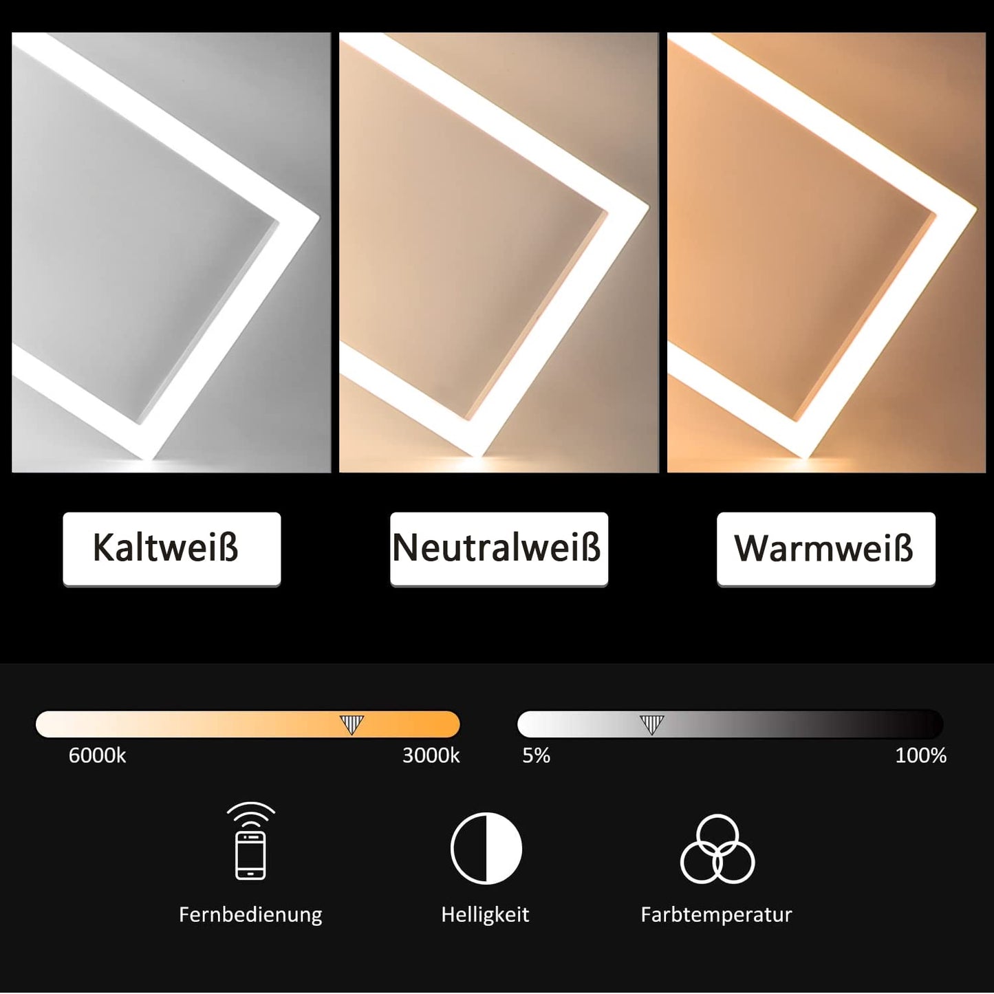 ZMH Deckenlampe LED Deckenleuchte Wohnzimmer - 48W Wohnzimmerlampe Dimmbar mit Fernbedienung Schlafzimmerlampe Modern Design Schlafzimmer Deckenbeleuchtung K¨¹chenlamp Wei? f¨¹r K¨¹che Flur B¨¹ro
