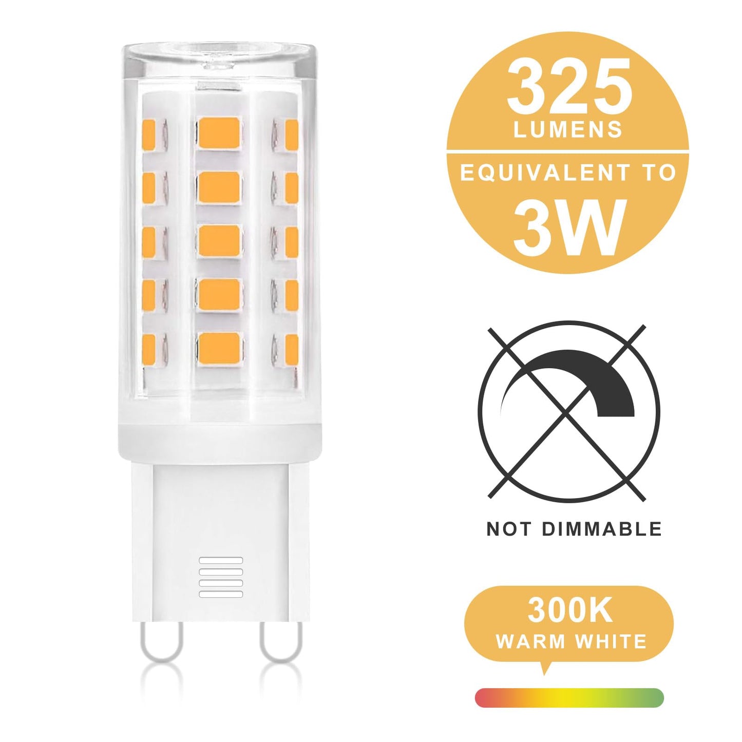 ZMH G9 LED Lampe - Warmwei? Leuchtmittel G9 3W LED Birne G9 Gl¨¹hbirne Ersatz f¨¹r 28W 30W 40W Halogenlampe G9 Sockel Gl¨¹hlampe Kein Flackern Enegiesparende Nicht Dimmbar 5er Pack
