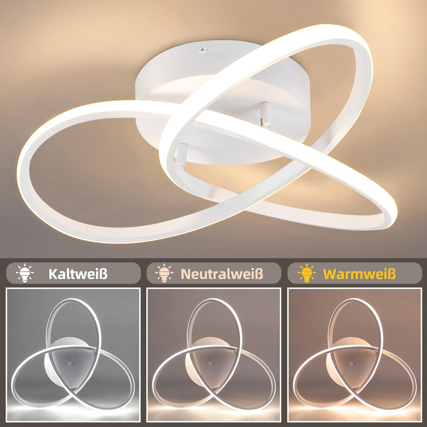 ZMH LED Deckenlampe Dimmbar Deckenleuchte - 33W Schlafzimmerlampe Modern mit Fernbedienung Wohnzimmerlampe Weiss - 40CM Geometrie Design Lampe f¨¹r Wohnzimmer Schlafzimmer K¨¹che Flur Studio