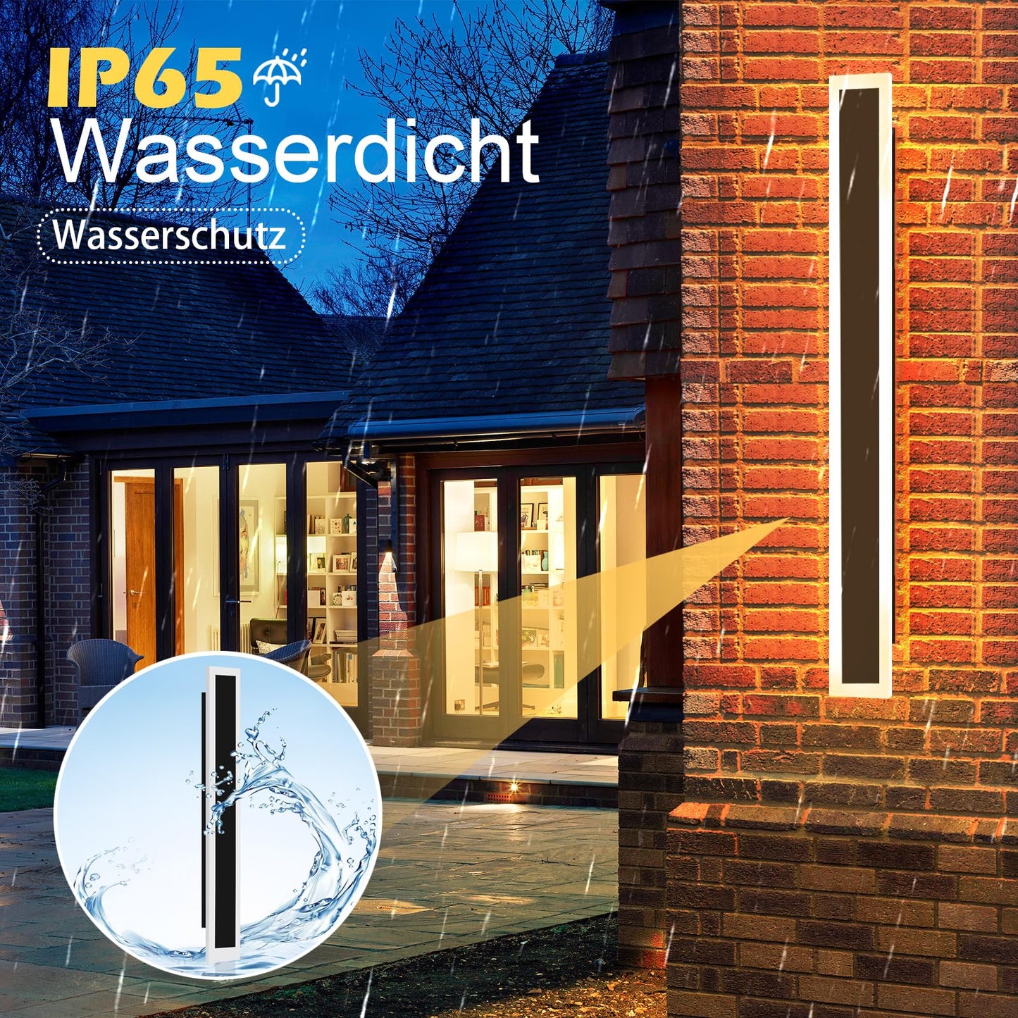 ZMH 2ER LED Wandleuchte Aussen Lange Wandlampe - 50CM Schwarz Au?enlampe Haus Wand Modern Aussenleuchte Villa Acryl Au?en IP65 Wasserdicht 10W 3000K Warmwei? Licht f¨¹r Innen Terrasse G?rten