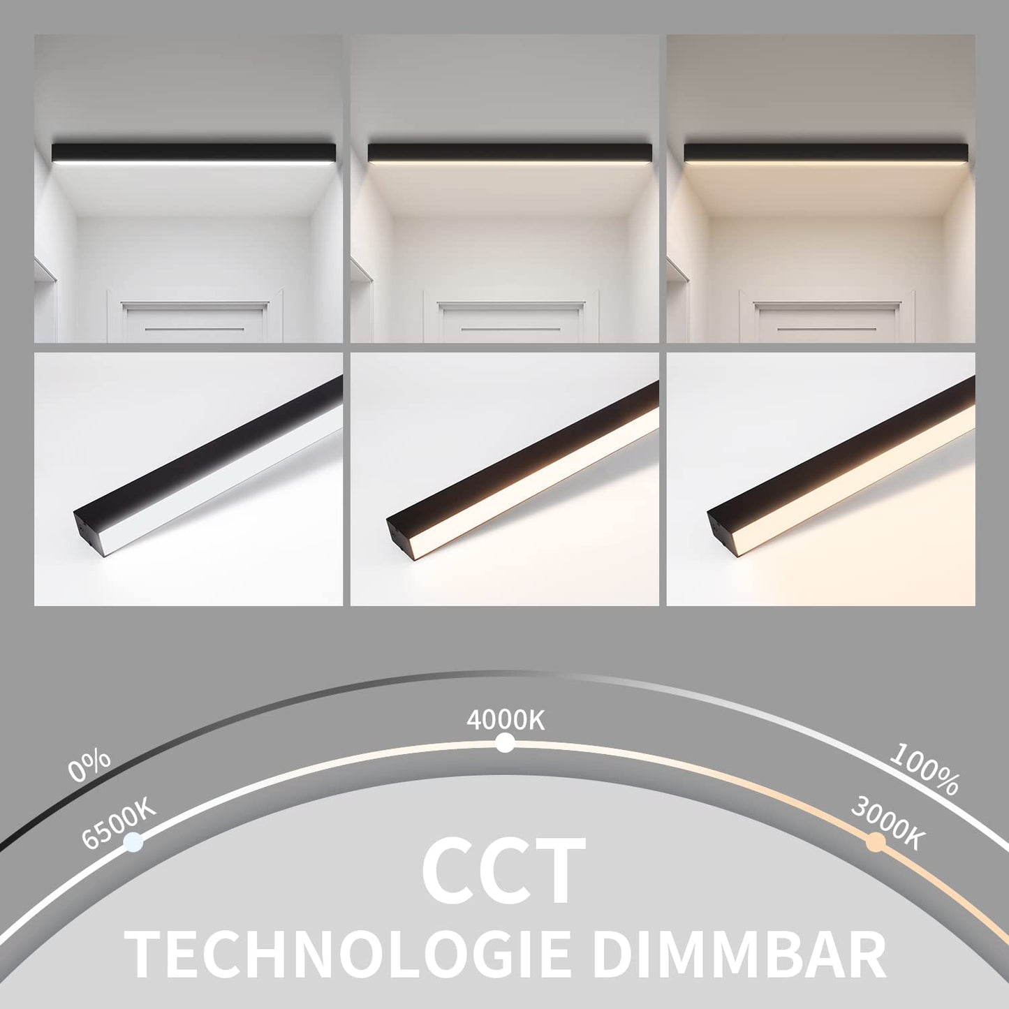 ZMH Deckenlampe LED Deckenleuchte Wohnzimmer - 53.6CM Wohnzimmerlampe Lang Schwarz Schlafzimmerlampe Modern Dimmbar mit Fernbedienung 17W Deckenbeleuchtung Panel f¨¹r Schlafzimmer