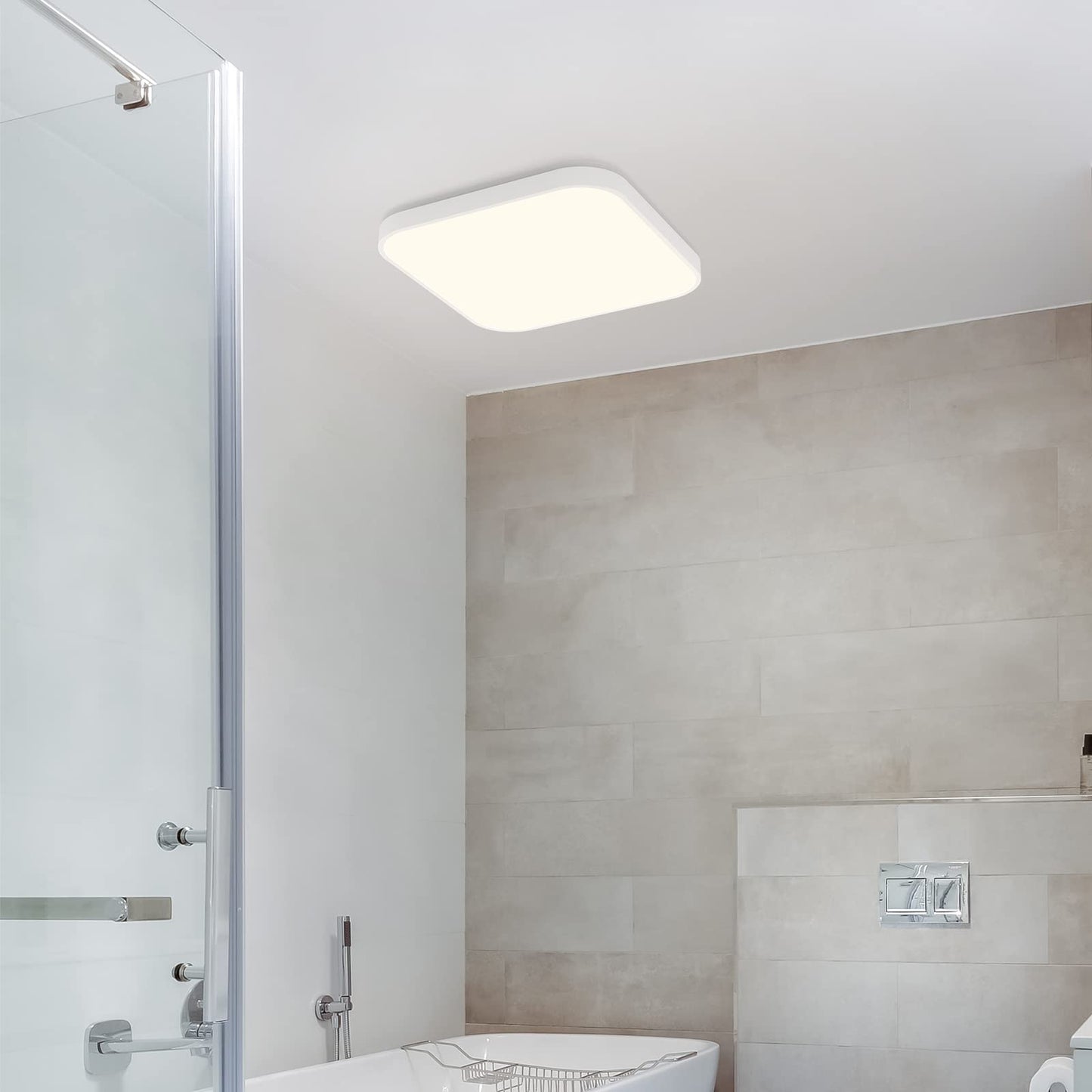 ZMH Deckenlampe LED Deckenleuchte Schlafzimmer - 19W Badezimmerlampe Flach 27cm Bad Deckenbeleuchtung IP44 Wasserdicht K¨¹chenlampe Neutralwei? Quadratisch Flurlampe Wei? f¨¹r K¨¹che Flur Wohnzimmer
