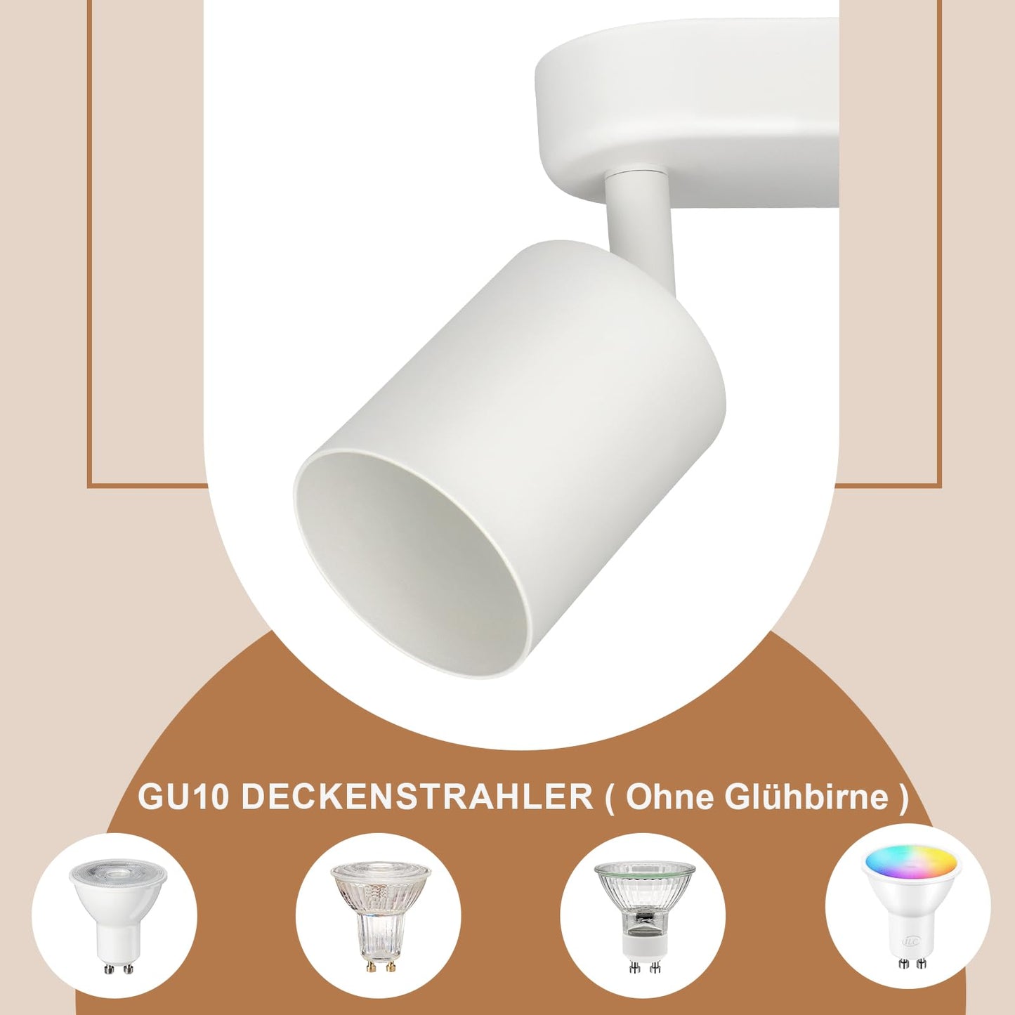 ZMH LED Deckenleuchte 4 Flammig Deckenstrahler - GU10 Deckenlampe Wohnzimmer Strahler Modern Deckenspot Schwenkbar Design Wei? Spot f¨¹r Flur Schlafzimmer Esszimmer K¨¹che Esstisch - Ohne Gl¨¹hbirn