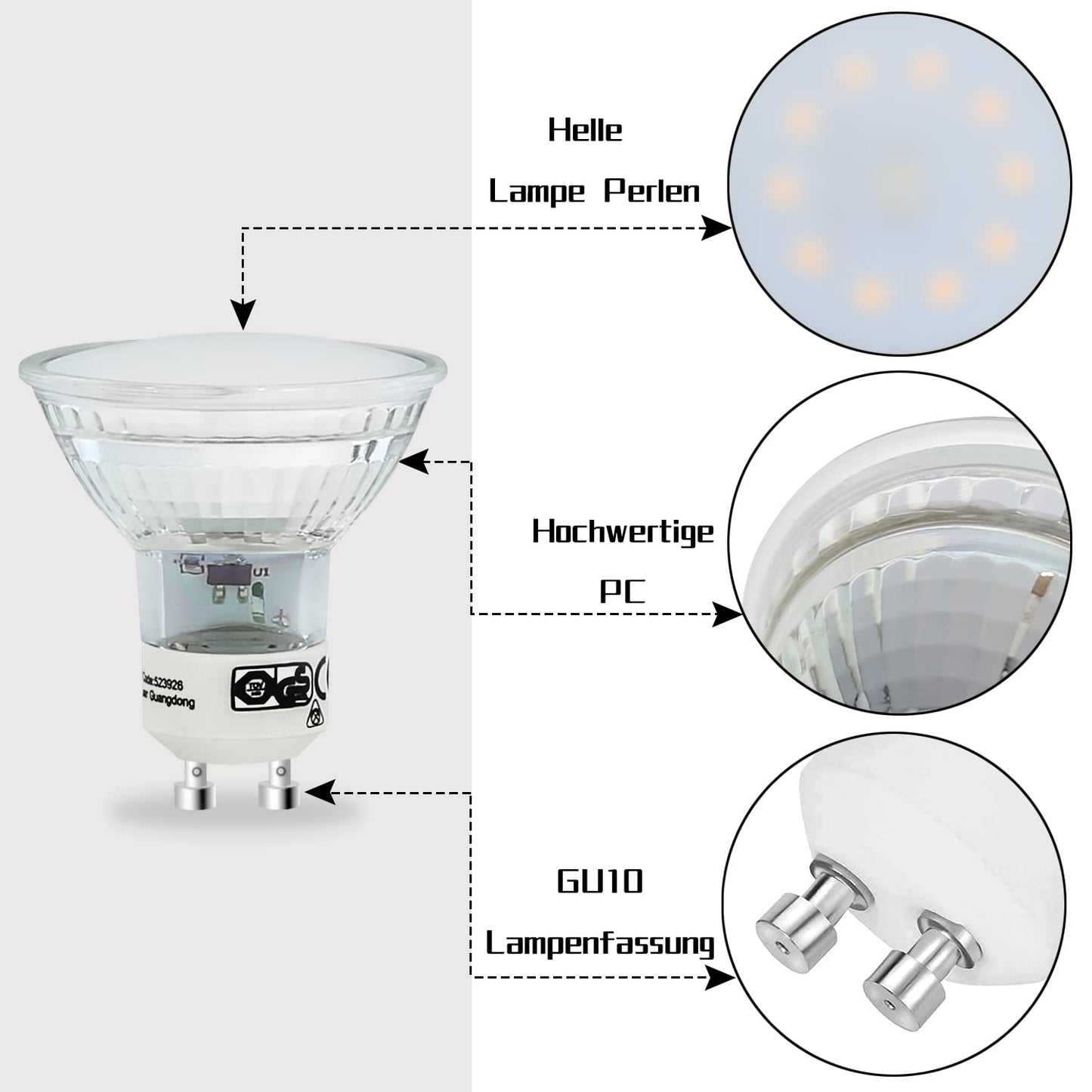 ZMH 10ER GU10 LED Leuchtmittel Warmwei? Lampe 3W 240LM Gl¨¹hlampe PAR16 Gl¨¹hbirne Einbaustrahler Abstrahlwinkel 120 ¡ã 3000K K¨¹chenlampe f¨¹r Deckenstrahler Deckenspot Wandspot Wohnzimmer