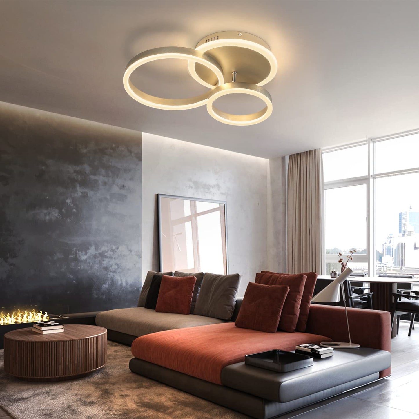 ZMH Led Deckenleuchte dimmbar Deckenlampe - Ring Design Wohnzimmerlampe mit Fernbedienung Schlafzimmerlampe Modern 46W Deckenbeleuchtung f¨¹r Wohnzimmer Schlafzimmer K¨¹che Esszimmer B¨¹ro