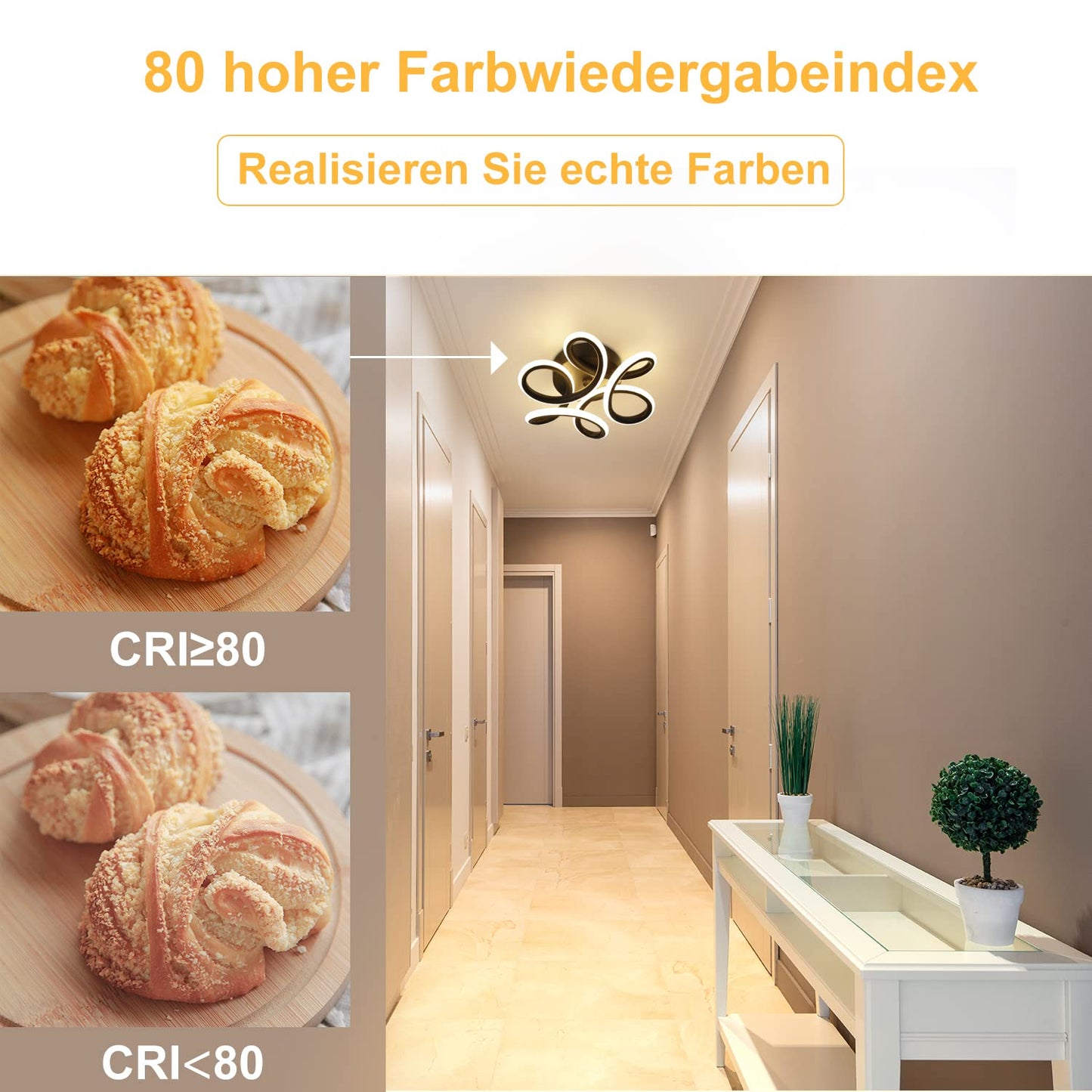 ZMH Deckenlampe LED Deckenleuchte Schwarz Klein Flurlampe 17W K¨¹chenlampe Modern Warmwei? Schlafzimmerlampe 3000K Geometrie Design Lampe f¨¹r Flur Eingang Schlafzimmer Wohnzimmer K¨¹che Studio