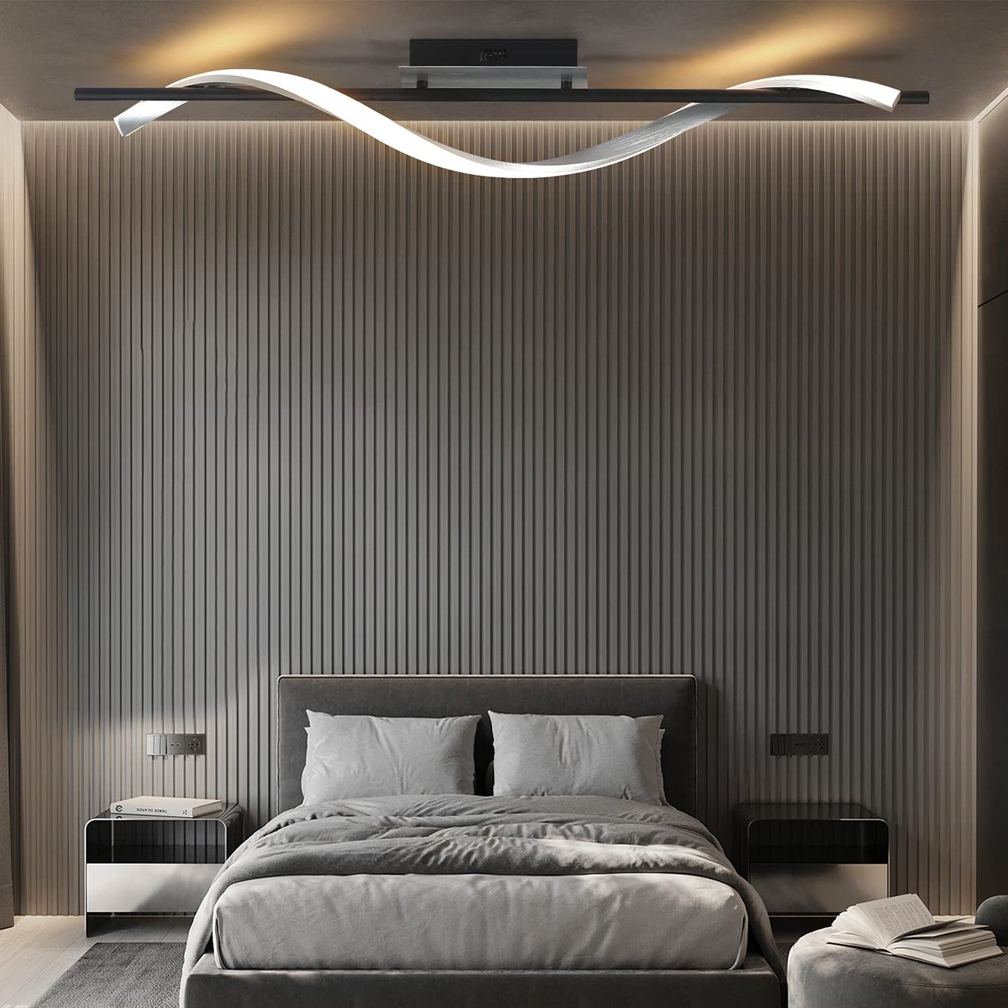 ZMH Deckenlampe LED Deckenleuchte Wohnzimmer: Modern Design Wohnzimmerlampe 100CM Lang Dimmbar mit Fernbedienung 22W Flurlampe Deckenbeleuchtung f¨¹r Schlafzimmer K¨¹che Flur B¨¹ro Arbeitszimmer