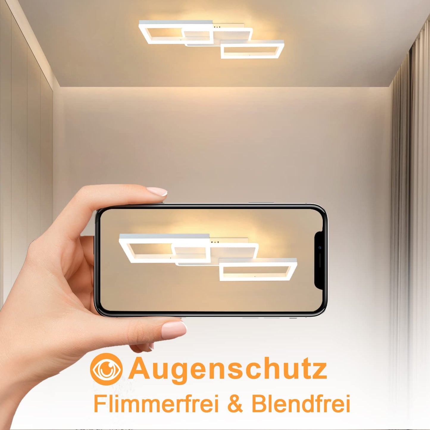 ZMH Deckenlampe LED Deckenleuchte Wohnzimmer - 48W Wohnzimmerlampe Dimmbar mit Fernbedienung Schlafzimmerlampe Modern Design Schlafzimmer Deckenbeleuchtung K¨¹chenlamp Wei? f¨¹r K¨¹che Flur B¨¹ro
