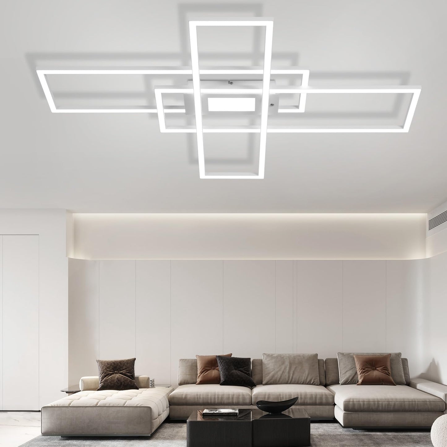 ZMH Deckenlampe LED Deckenleuchte Dimmbar - 50W Wohnzimmerlampe Wei? mit Fernbedienung Modern Design Schlafzimmerlampe Wohnzimmer Schlafzimmer Deckenbeleuchtung Geometrisch f¨¹r K¨¹che Flur