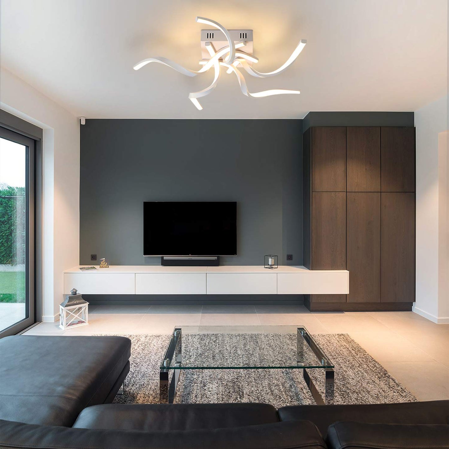 ZMH Deckenleuchte LED Deckenlampe Wohnzimmer Wei? Dimmbar 48W 65CM Wellenf?rmig Modern Design Schlafzimmerlampe Wohnzimmerlampe K¨¹chenlampe B¨¹rolampe Flurlampe mit Fernbedienung Deckenbeleuchtung