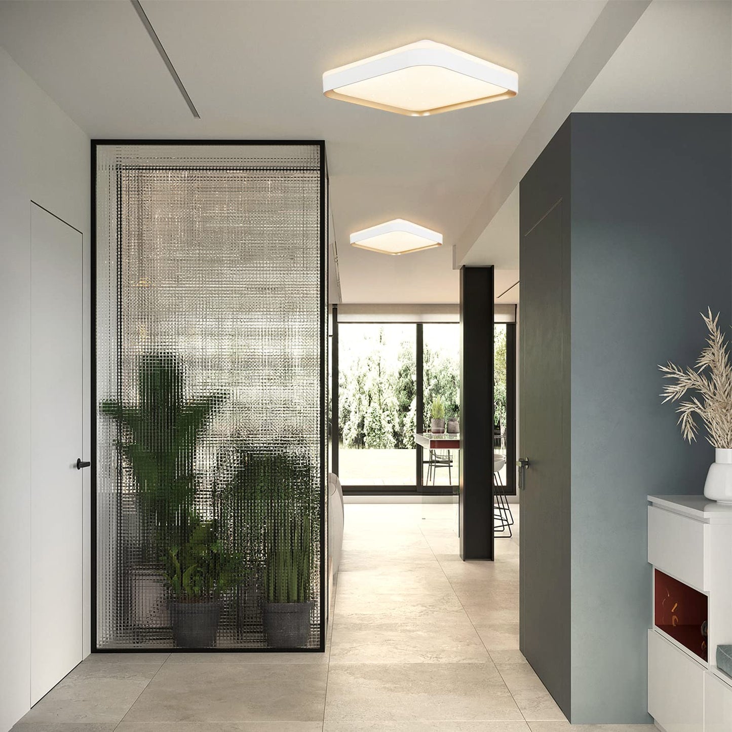 ZMH Deckenlampe LED Deckenleuchte Wohnzimmer Dimmbar - 32W Modern Schlafzimmerlampe Eckig 30cm mit Fernbedienung K¨¹chenlampe in Wei?gold inkl. Memoryfunktion Deko Deckenbeleuchtung f¨¹r Flur Esszimmer