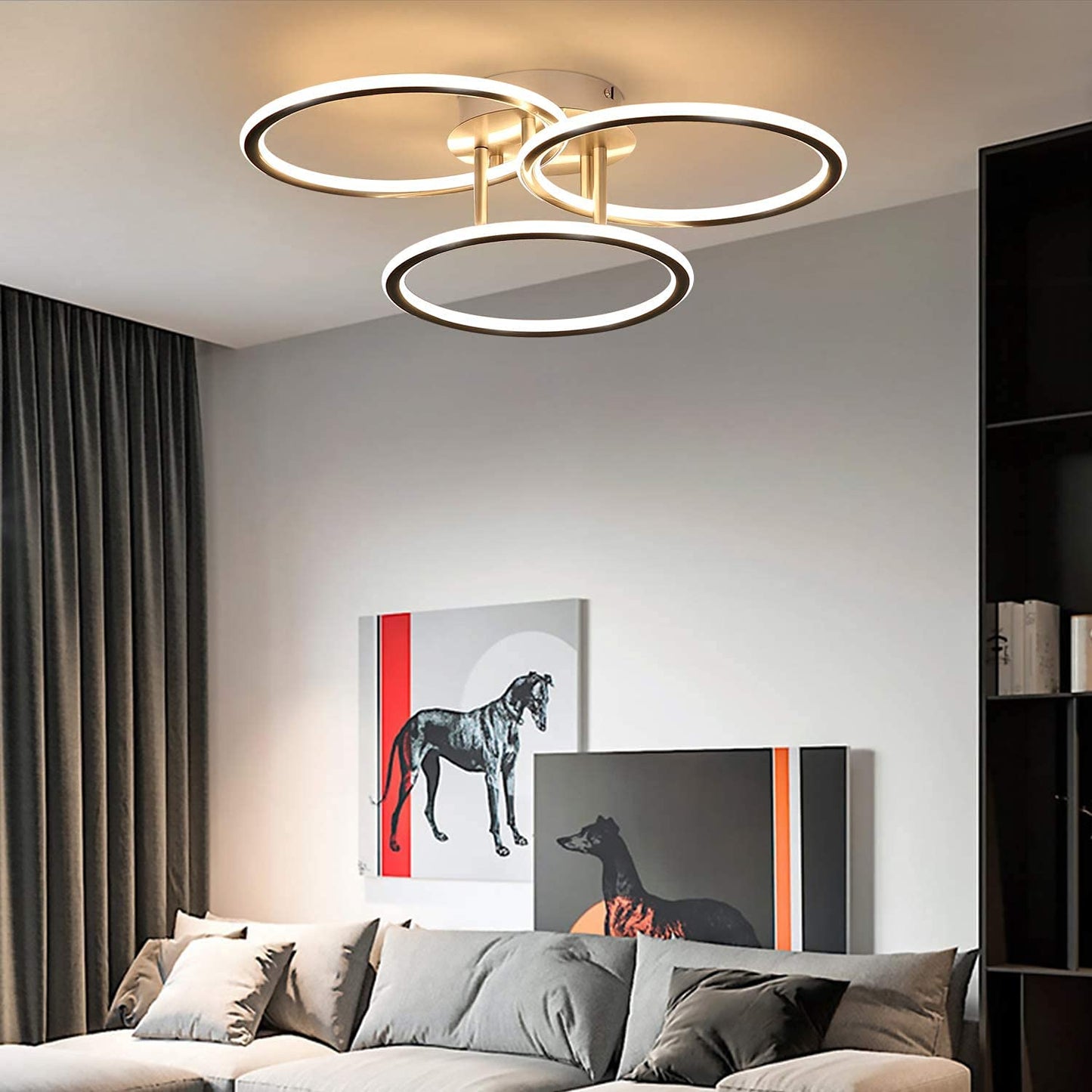 ZMH LED Deckenlampe Deckenleuchte Wohnzimmer-Modern Ringe Design Warmwei? Licht 3000K Schlafzimmerlampe 41W 3 Flammig aus Eisen und Aluminium B¨¹rolampe K¨¹chenlampe Flurlampe