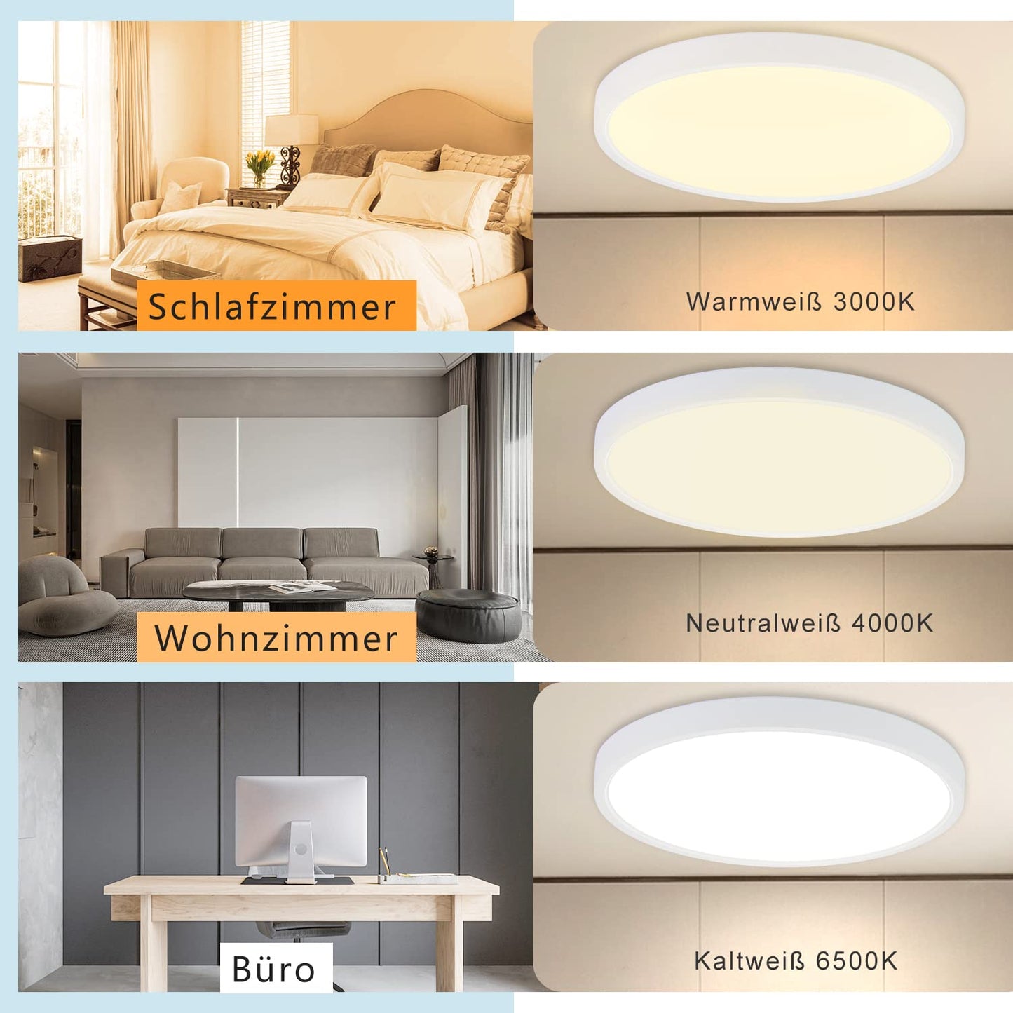 ZMH 36W Deckenlampe LED Deckenleuchte Farbwechsel - Dimmbar Schlafzimmerlampe mit Smart RGB Hintergrundbeleuchtung Panel Flach Rund per Fernbedienung App f¨¹r Wohnzimmer Schlafzimmer Kinderzimmer