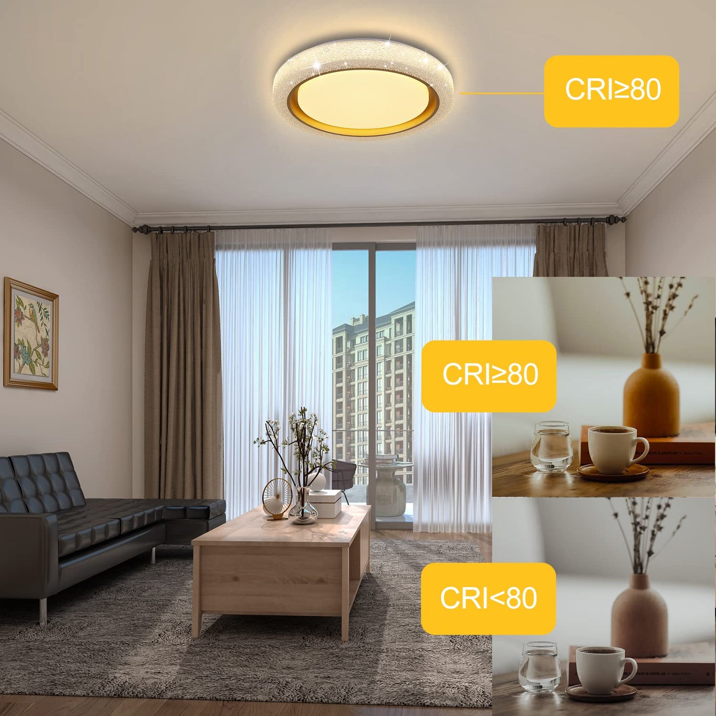 ZMH Deckenlampe Led Deckenleuchte Dimmbar Wohnzimmer - 46W Wohnzimmerlampe Modern Schlafzimmerlampe Kristall mit Fernbedienung K¨¹chenlampe 40CM Deckenbeleuchtung f¨¹r Schlafzimmer K¨¹che Esszimmer