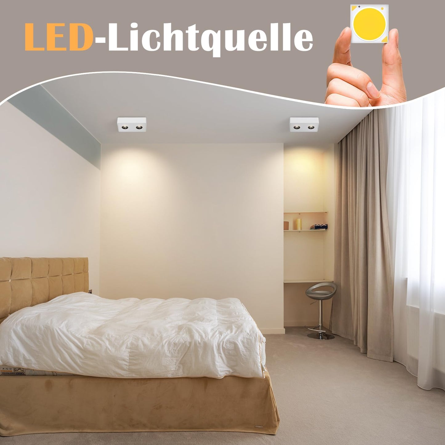 ZMH Spots Deckenleuchte LED Aufputz - Wei? Aufbaustrahler mit 2 Flammig Deckenspots 14W Warmwei? Deckenstrahler Eckig Modern Spotbaken Flach Aufbauspot f¨¹r K¨¹che Wohnzimmer Esszimmer Korridor Flur
