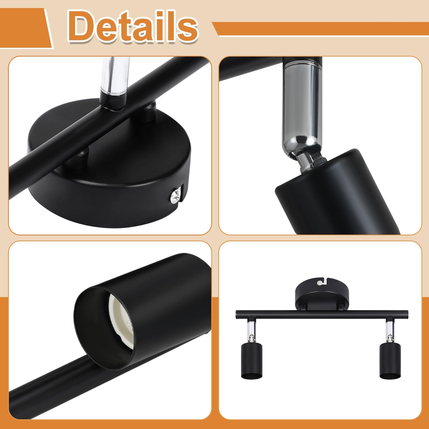 ZMH Deckenstrahler Schwarz 3 Flammig Deckenleuchte - 2ER Deckenspots Schwenkbar GU10 330¡ã Drehbar Deckenlampe Modern Metall Spot Decke Wohnzimmer Schlafzimmer Flur