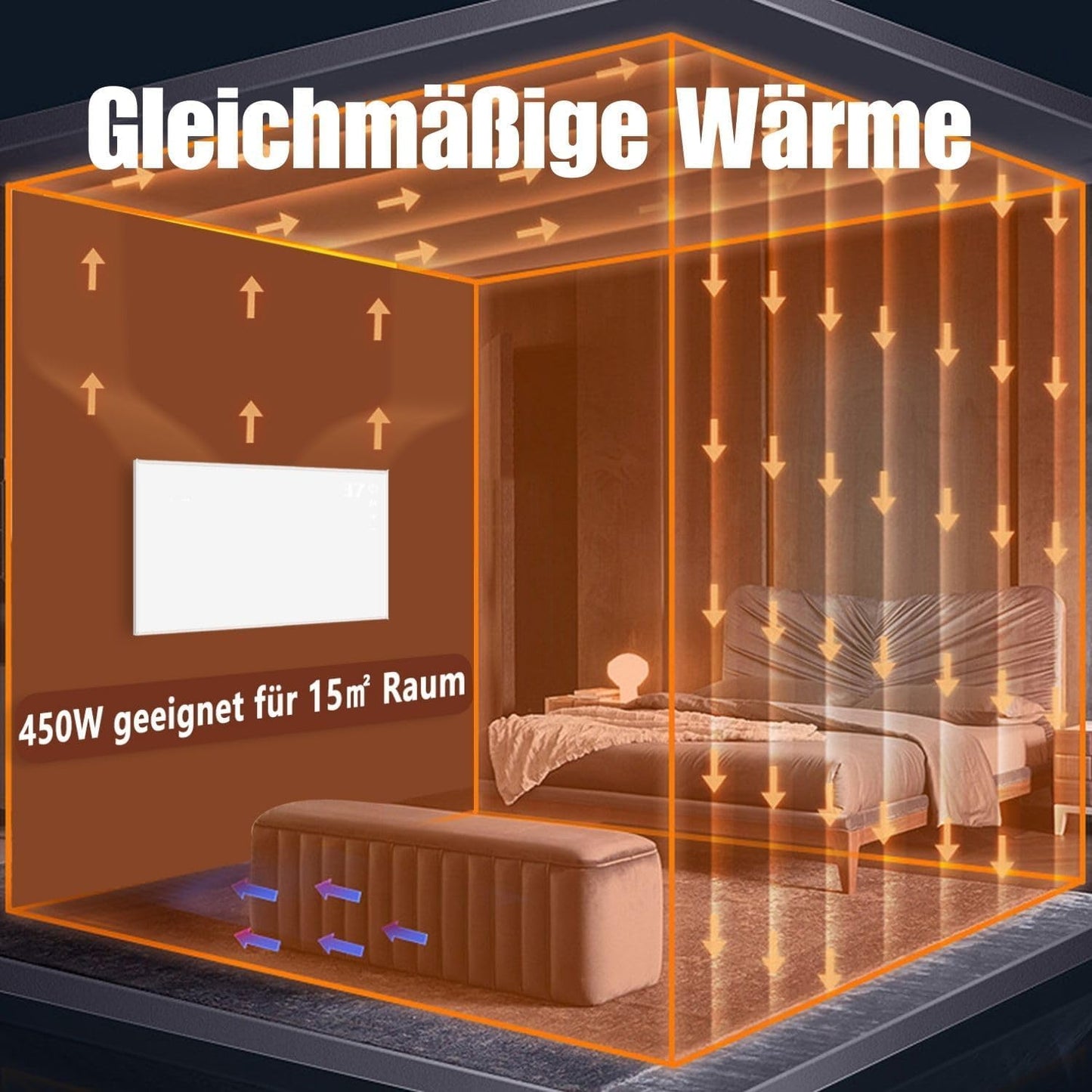 ZMH Infrarotheizung mit Thermostat Infrarot Wandheizung - 450W Elektroheizung mit Fernbedienung Elektrisch Heizung Energiesparend Standger?t Elektroheizk?rper Wandmontage Heizger?t