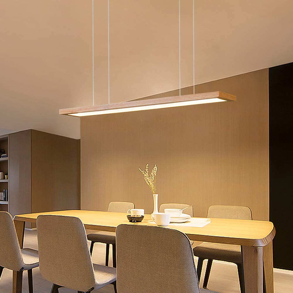 ZMH LED H?ngeleuchte esstisch Pendelleuchte aus Holz dimmbar 35W mit den Fernbedienung pendellampe h?henverstellbar H?ngelampe esszimmer, Arbeitszimmer, Wohnzimmer, K¨¹che