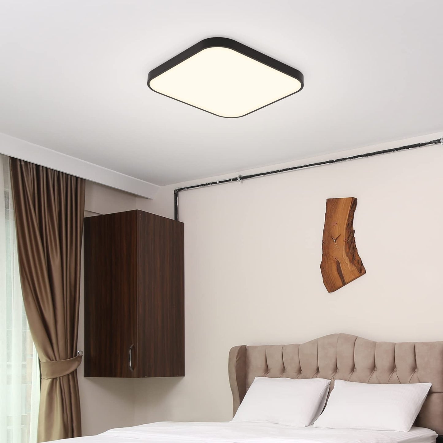 ZMH Deckenlampe LED Deckenleuchte Schlafzimmer - Schlafzimmerlampe Flach 27cm K¨¹chenlampe Schwarz Badezimmerlampe Eckig Bad Deckenbeleuchtung IP44 Badlampe 4000K 19W f¨¹r K¨¹che Flur Badezimmer