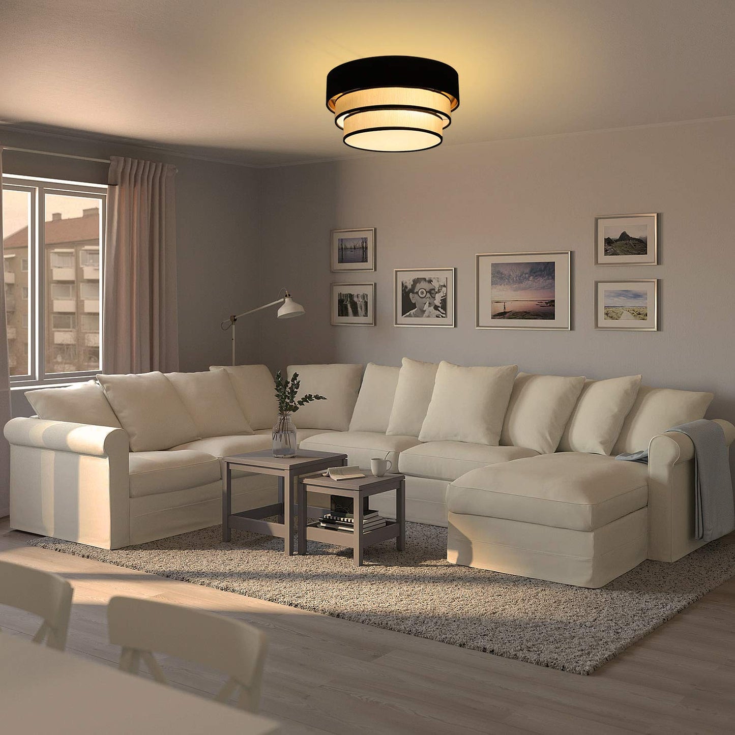 ZMH Deckenlampe Wohnzimmer Deckenleuchte Schlafzimmer - Wohnzimmerlampe Decke ?40cm Schlafzimmerlampe E27 Modern Schwarz Deckenbeleuchtung Warmwei? Flur Rustikal f¨¹r K¨¹che B¨¹ro (ohne Leuchtmittel)