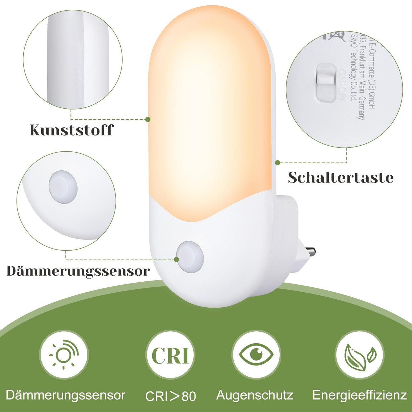 ZMH Nachtlicht Steckdose Steckdosenlampe Kinder - LED Steckdosenlicht WarmWei? 1W Orientierungslicht Kinderzimmer Nachtlampe mit D?mmerungssensor f¨¹r Baby Flur Treppenhaus Schlafzimmer K¨¹che