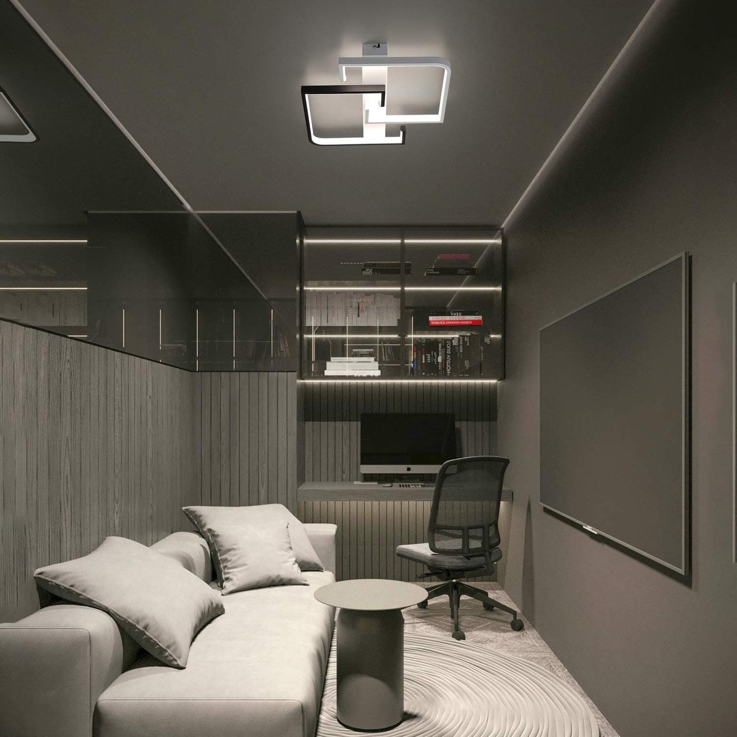 ZMH Deckenleuchte LED Deckenlampe dimmbar Moderne Wohnzimmerlampe Schwarze und Wei?e 35W aus Aluminium f¨¹r Schlafzimmer K¨¹che Wohnzimmer Arbeitszimmer Flur Balkon mit Fernbedienung farbwechsel