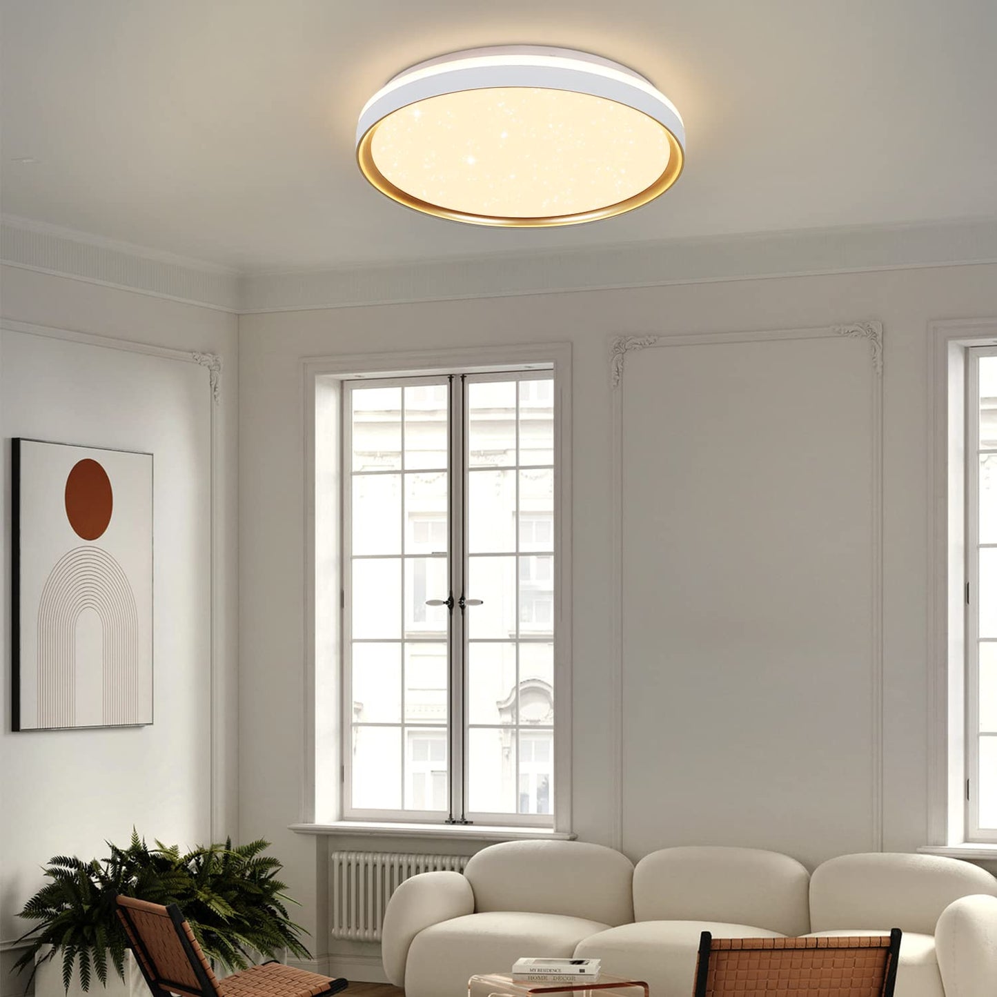 ZMH Deckenlampe LED Deckenleuchte Dimmbar - 21W Rund Wohnzimmer Deckenbeleuchtung ?40cm Modern Sternenhimmel Schlafzimmerlampe mit Fernbedienung Wohnzimmerlampe f¨¹r Schlafzimmer K¨¹che Flur B¨¹ro