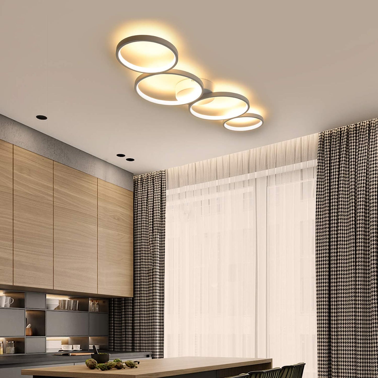 ZMH LED Deckenlampe Modern 4 Flammig in Ringoptik 3000k Warmwei? Deckenleuchte Rund 37W Innen Wohnzimmerlampe aus Aluminium f¨¹r Schlafzimmer Wohnzimmer Flur B¨¹ro Arbeitszimmer, 89cm
