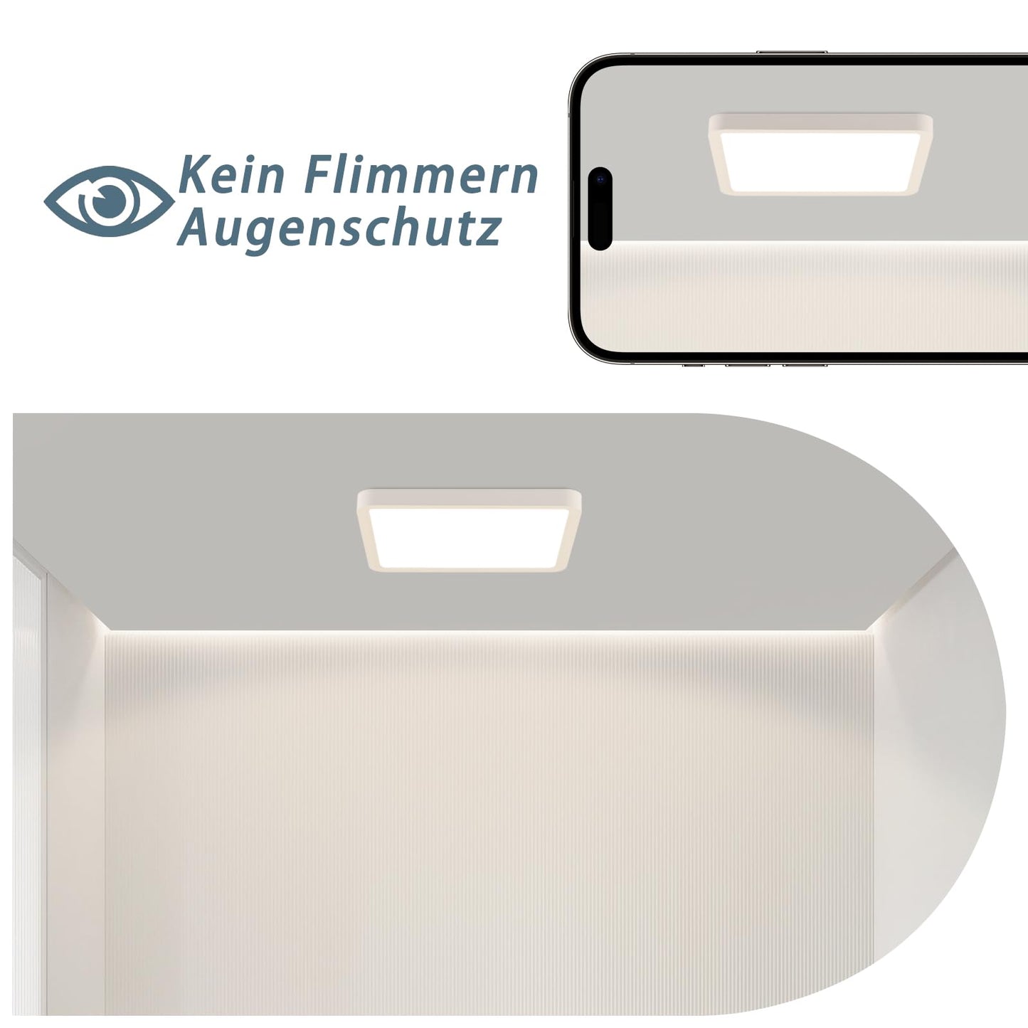 ZMH Deckenlampe LED Deckenleuchte Flach - 23W Schlafzimmerlampe 3000K Schlafzimmer Bad Deckenbeleuchtung Quadratisch 23cm Badlampe IP44 Badezimmerlampe Wei? Flurlampe f¨¹r Badezimmer K¨¹che Flur