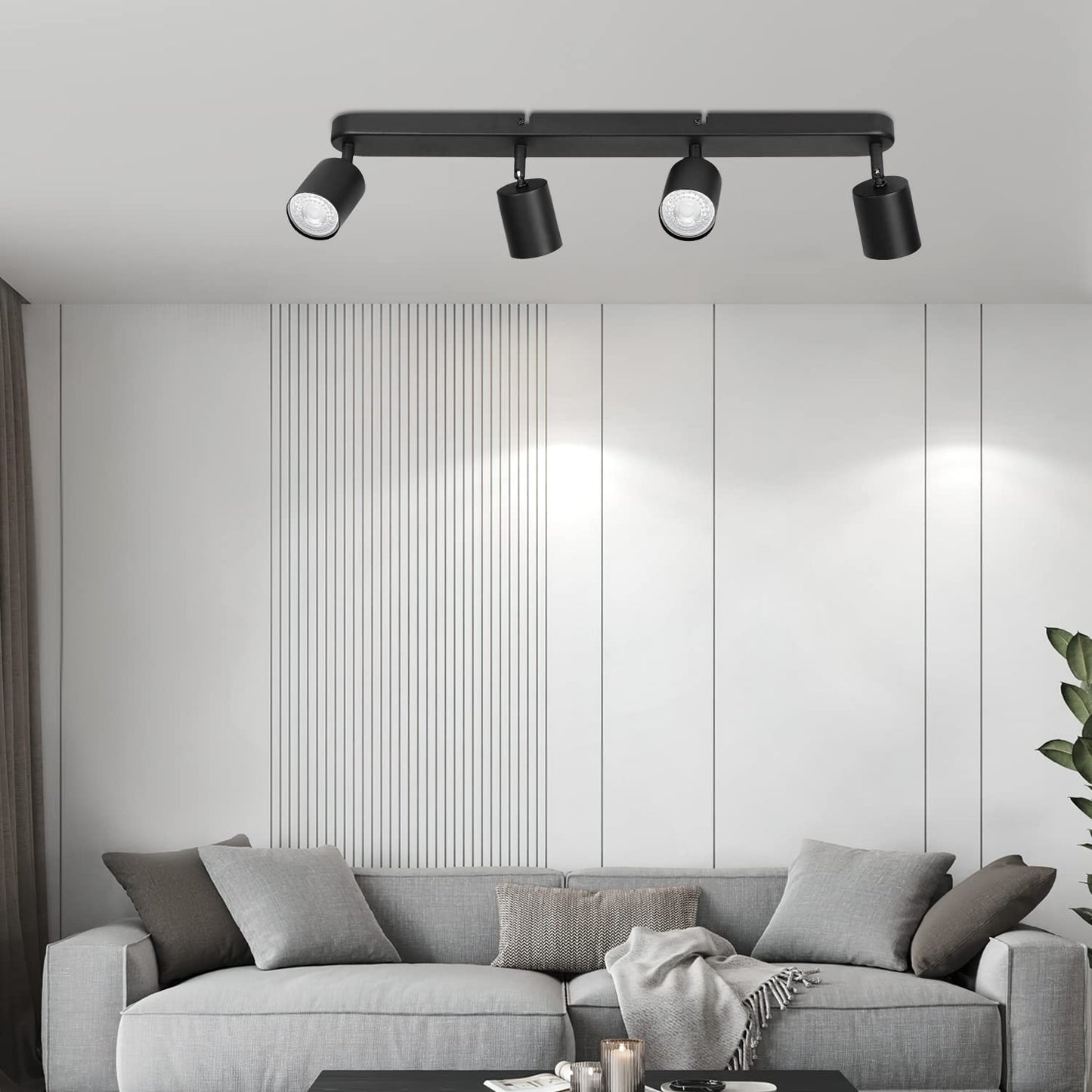 ZMH Deckenleuchte mit 4 Flammig Schwarz Deckenstrahler - Deckenlampe Wohnzimmer Modern GU10 Deckenspots Metall Schwenkbar Design Wohnzimmerlampe f¨¹r Flur Schlafzimmer G?nge Esszimmer - Ohne Gl¨¹hbirne