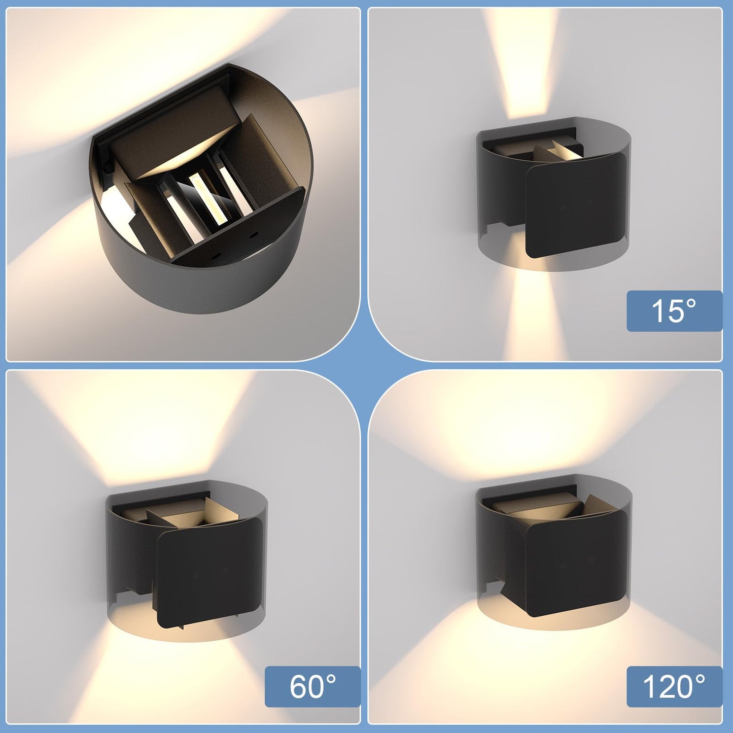ZMH Wandleuchte Aussen LED Wandlampe innen: Au?enwandleuchten Schwarz Up Down Au?enlampe Wand 5W IP65 Wasserdicht Wandbeleuchtung einstellbar 3000K Warmwei? Au?enleuchte f¨¹r Wohnzimmer Treppenhaus