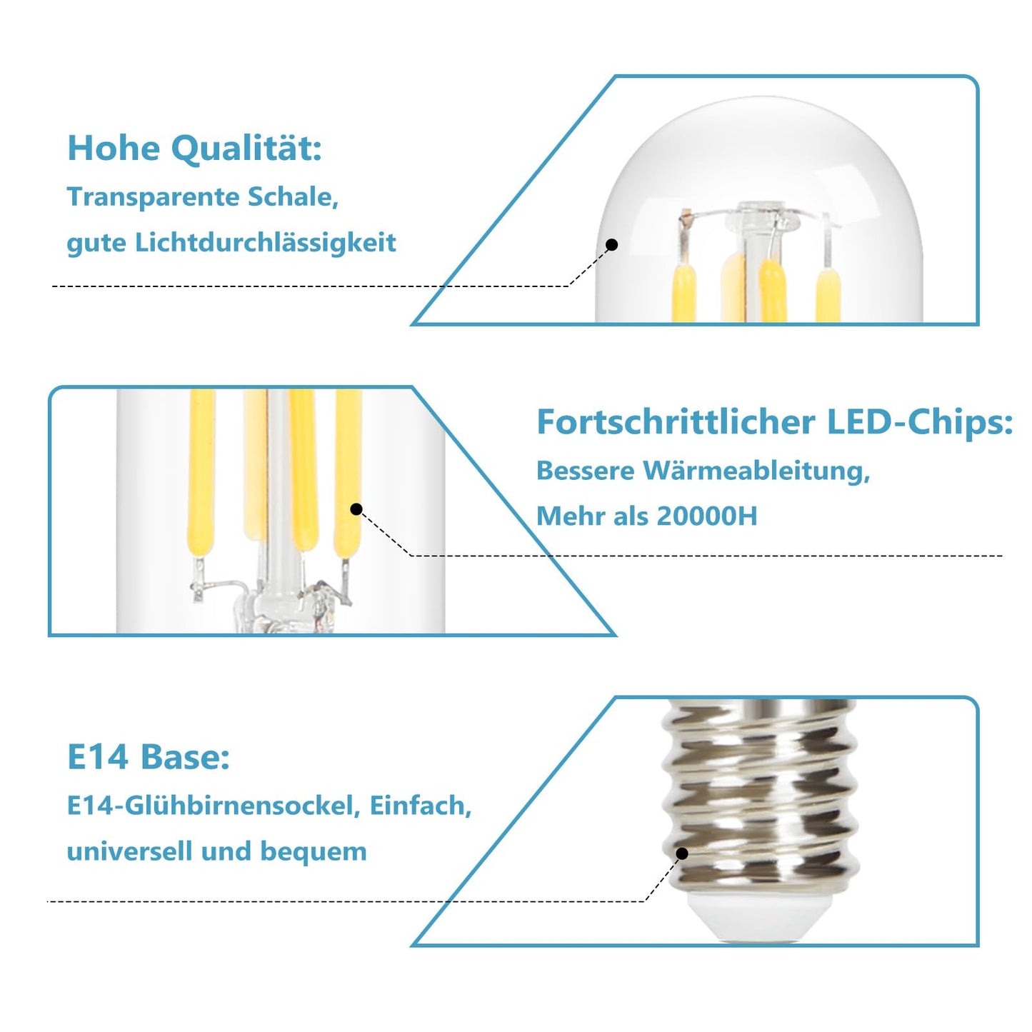 ZMH 2er pack E14 LED Kaltwei? Gl¨¹hbirnen Vintage - T25 LED Leuchtmittel Lampe 6000K Birnen 4W Energiesparlampe Light Bulbs Edison Gl¨¹hlampen Filament Dunstabzugshaube Glas 360¡ã Abstrahlwinkel