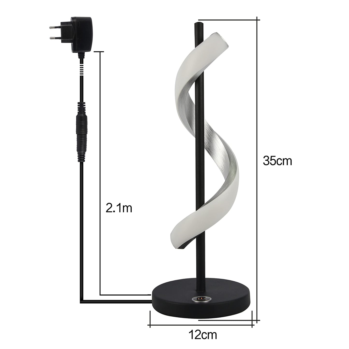 ZMH LED Tischlampe Nachttischlampe Touch Dimmbar - Modern Tischleuchte Schlafzimmer 3000K Warmwei? Schreibtischlampe in wellenf?rmigen Design f¨¹r Wohnzimmer Kinderzimmer mit 2.1M Kabel