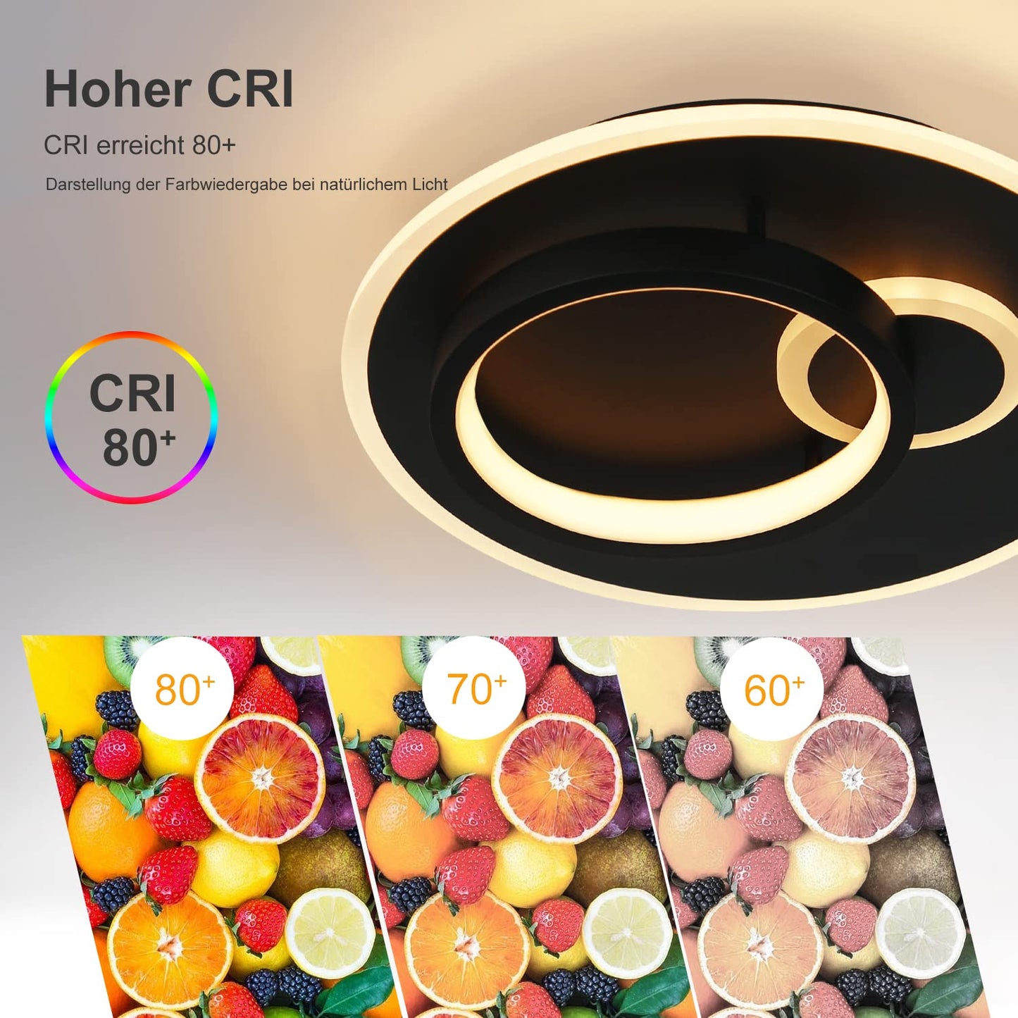 ZMH Led Deckenlampe Wohnzimmer Deckenleuchte Flur - Schwarz 33W Dimmbar Wohnzimmerlampe Modern Schlafzimmerlampe Rund Design Flurlampe mit Fernbedienung Deckenbeleuchtung f¨¹r K¨¹che Esszimmer B¨¹ro