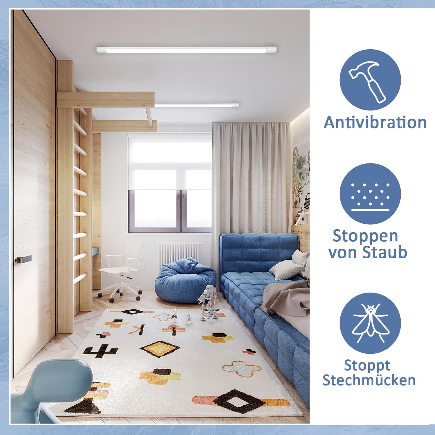 ZMH LED Deckenlampe 90CM Deckenleuchte - 24W Leiste Flach K¨¹chenlampe Feuchtramleuchte R?hre Werkstattlampe 4000K Neturalwei? Kellerlampe 180¡ã Abstrahlwinkel f¨¹r Keller K¨¹che B¨¹ro Garage Warenhaus