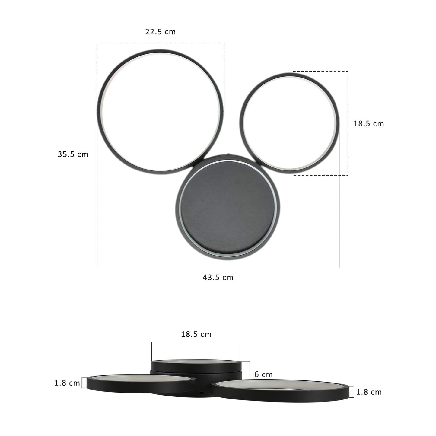 ZMH Deckenlampe LED dimmbar Wohnzimmerlampe Deckenleuchte Schlafzimmer Schwarz 38W Modern Ring Design Deckenbeleuchtung farbwechsel mit Fernbedienung Kinderzimmerlampe B¡§1rolampe K¡§1chenlampe