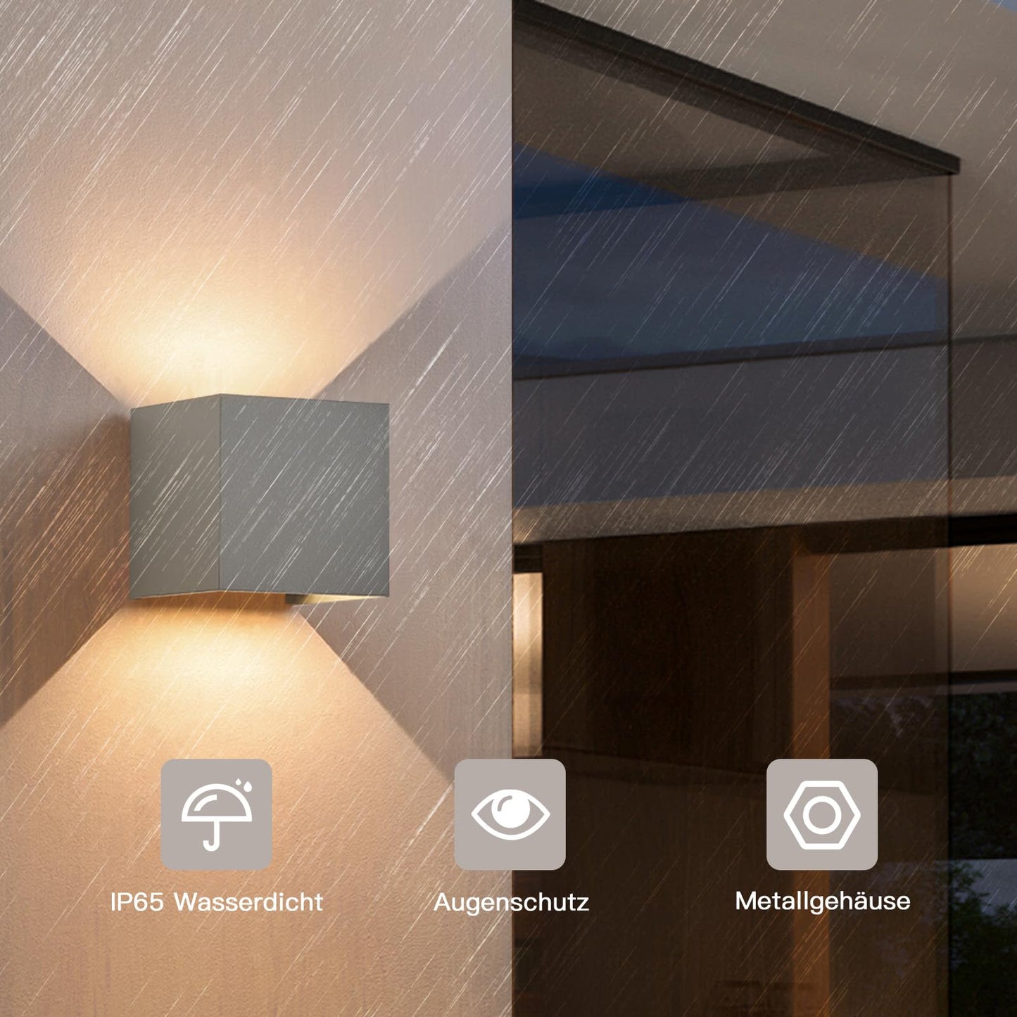 ZMH LED Wandleuchte Aussen Wandlampe innen - 4 St¨¹ck Au?enwandleuchten Up Down Leuchte Aussen 5 W IP65 Wasserdicht Au?enlampe Wand Wandbeleuchtung Grau Au?enleuchte Wandstrahler f¨¹r Hauswa