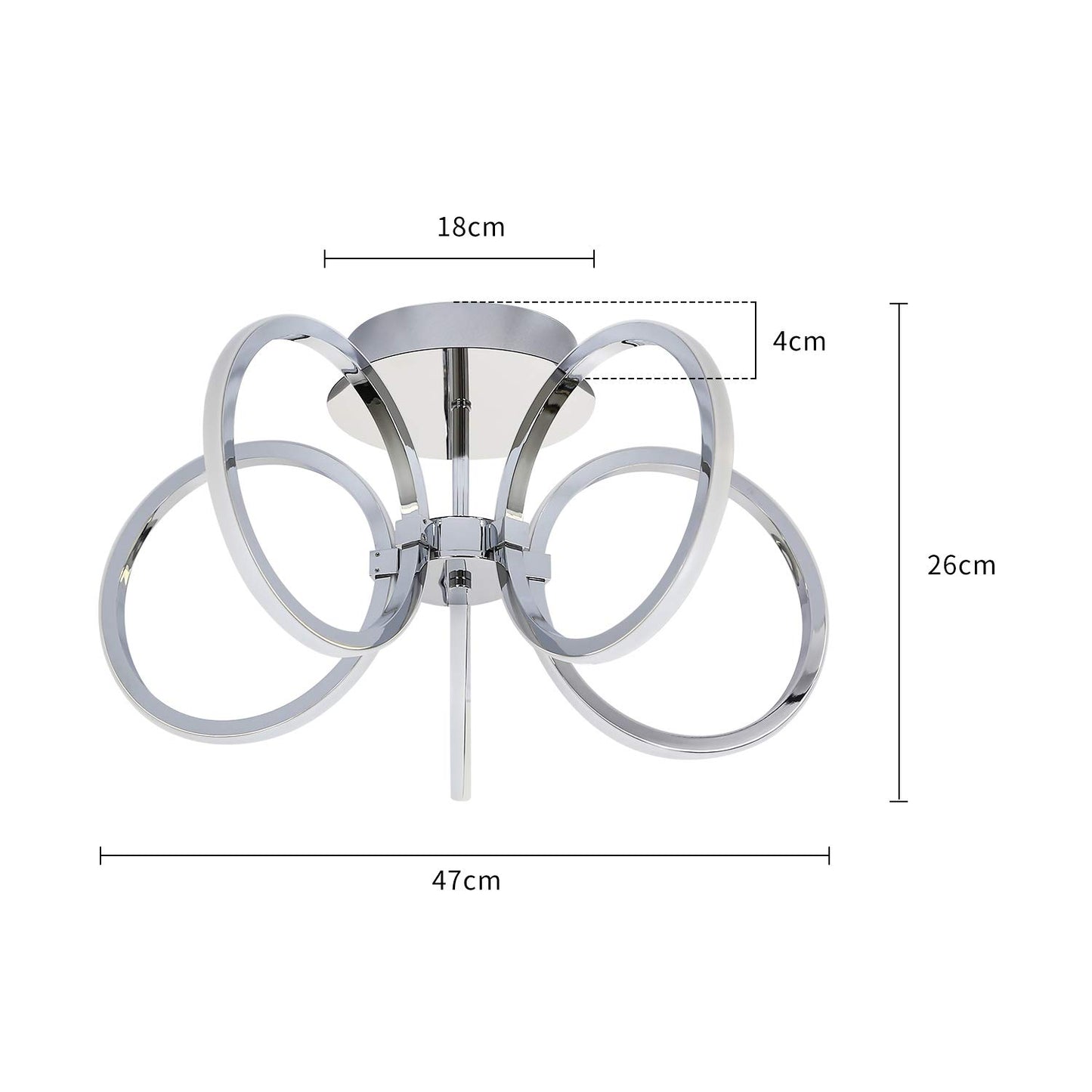 ZMH Deckenlampe LED Deckenleuchte Wohnzimmer: Modern 37W Wohnzimmerlampe ?Chrom 5 Ringe Schlafzimmerlampe Design 3000K Warmwei? Deckenbeleuchtung Metall Schlafzimmer Arbeitszimmer B¨¹ro Kinderzimmer