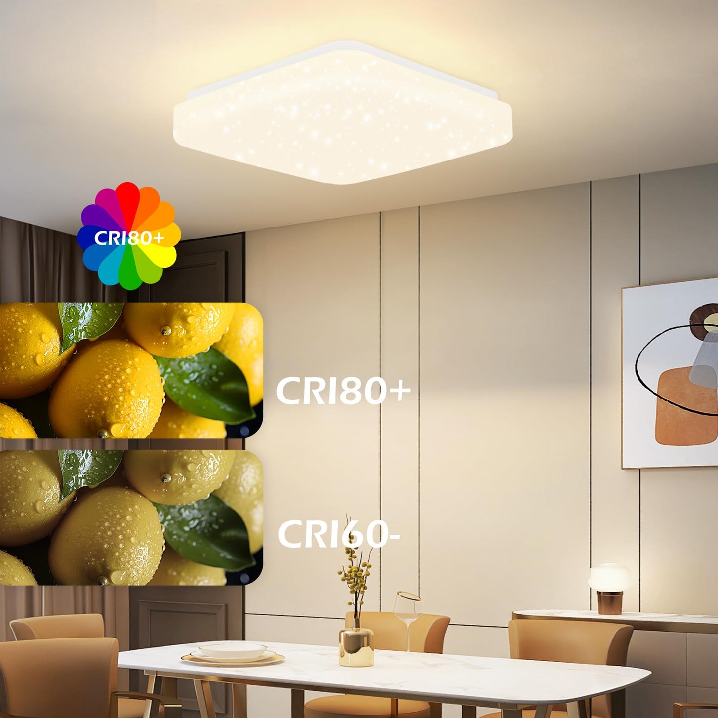 ZMH Deckenlampe LED Deckenleuchte Schlafzimmer - 15W Schlafzimmerlampe Sternenhimmel 21cm K¨¹chenlampe Warmwei? Flurlampe Quadratisch Flur Deckenbeleuchtung Sternendekor f¨¹r K¨¹che Kinderzimmer B¨¹ro