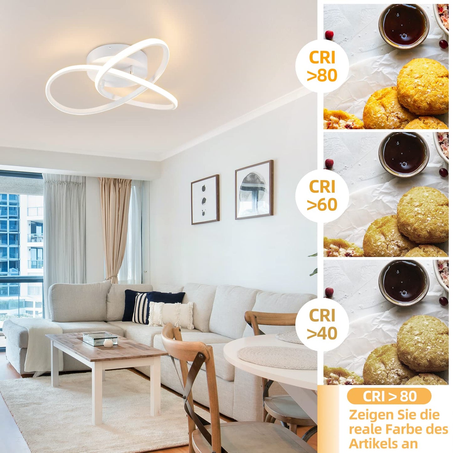 ZMH LED Deckenlampe Dimmbar Deckenleuchte - 33W Schlafzimmerlampe Modern mit Fernbedienung Wohnzimmerlampe Weiss - 40CM Geometrie Design Lampe f¨¹r Wohnzimmer Schlafzimmer K¨¹che Flur Studio