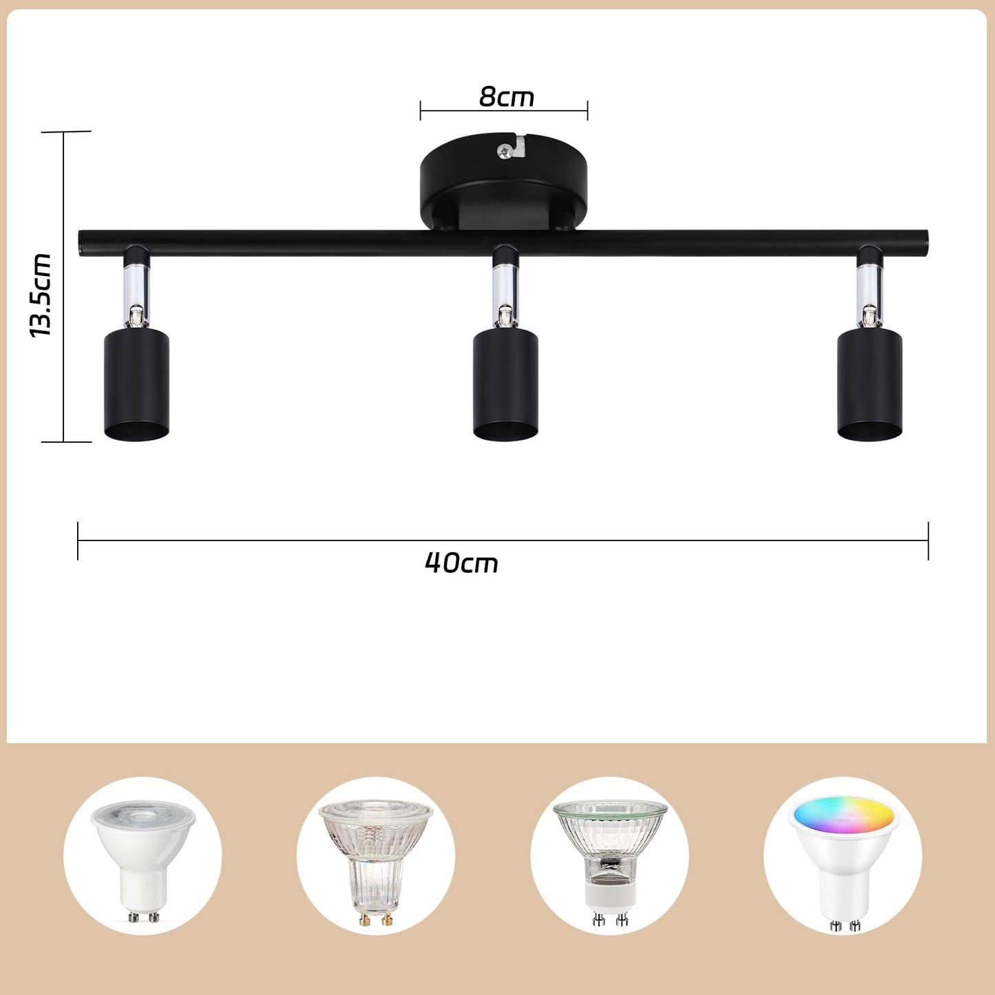 ZMH Deckenstrahler Schwarz 3 Flammig Deckenleuchte - 2ER Deckenspots Schwenkbar GU10 330¡ã Drehbar Deckenlampe Modern Metall Spot Decke Wohnzimmer Schlafzimmer Flur