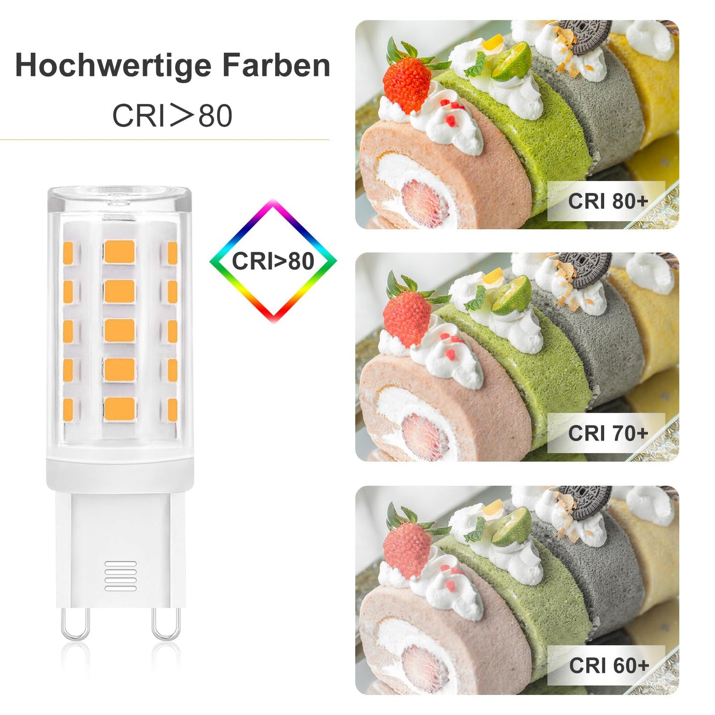 ZMH G9 LED Lampe - Warmwei? Leuchtmittel G9 3W LED Birne G9 Gl¨¹hbirne Ersatz f¨¹r 28W 30W 40W Halogenlampe G9 Sockel Gl¨¹hlampe Kein Flackern Enegiesparende Nicht Dimmbar 5er Pack