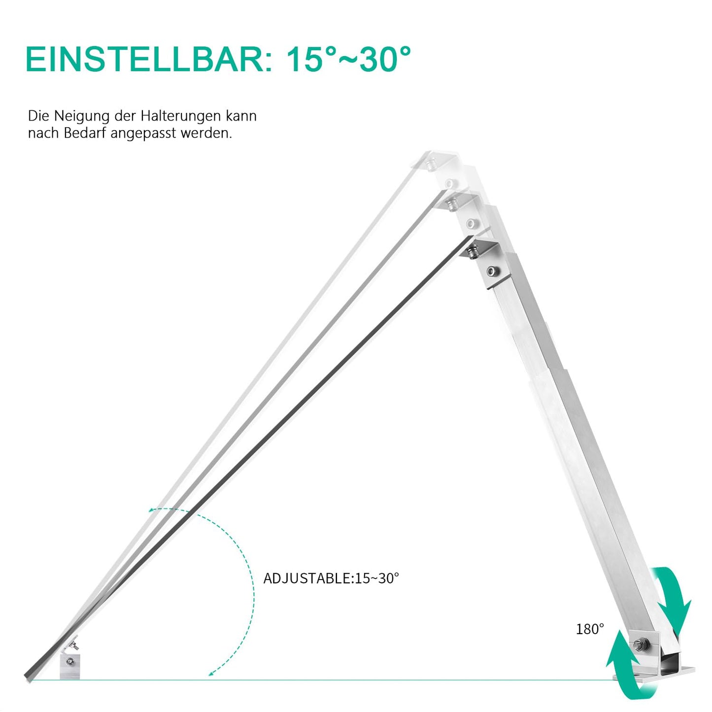 ZMH Solarmodul Halterung Balkonkraftwerk Halter - 36-68CM Verstellbar Set Solarpanel Halterung f¨¹r 100W-400W Solarpanel 0-30¡ã Einstellbarer Winkel Dachhalterungen Halterung (2ER)