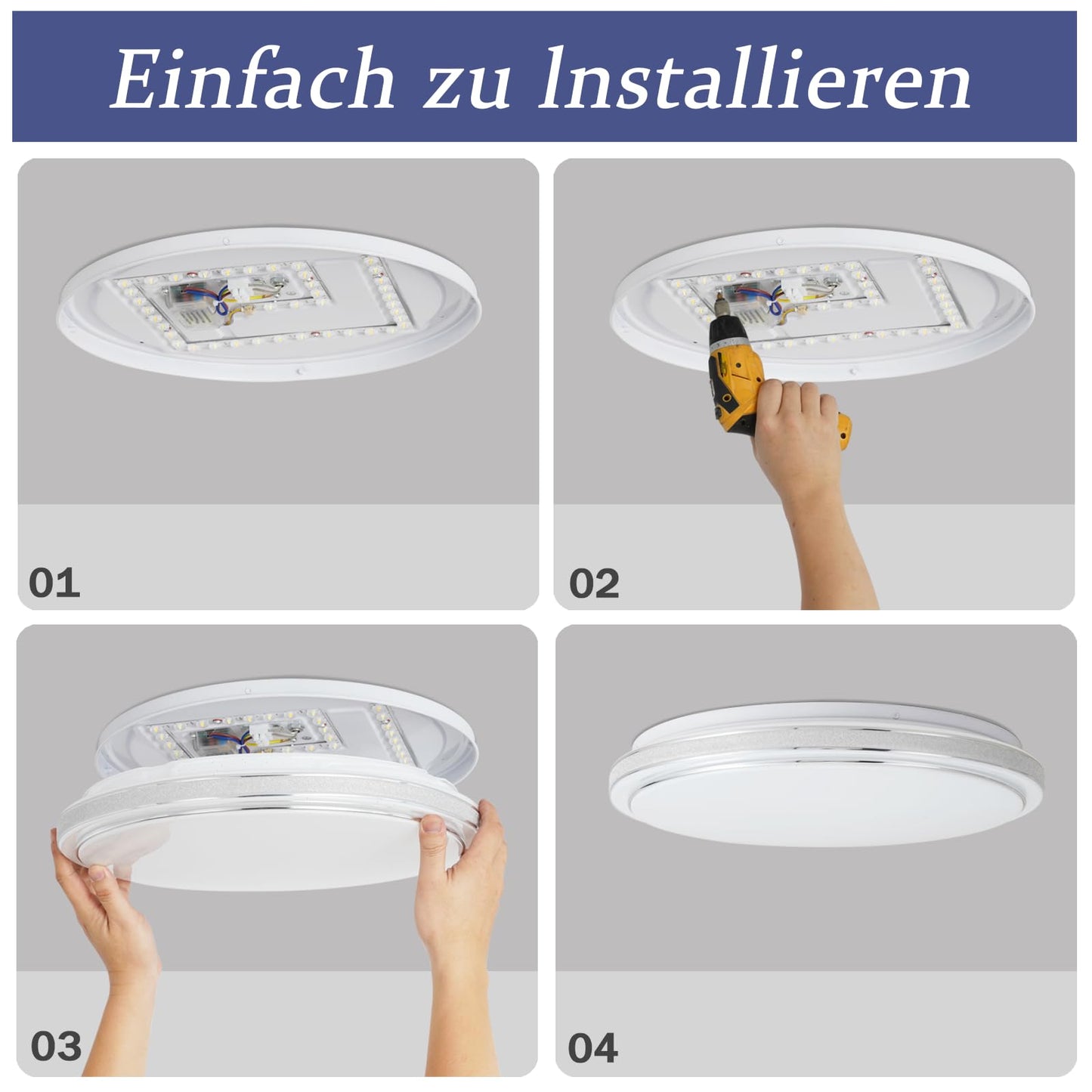 ZMH Deckenlampe LED Deckenleuchte Schlafzimmer - 23W Schlafzimmerlampe Dimmbar mit Fernbedienung ?27cm Flurlampe Sternenhimmel Rund Deckenbeleuchtung K¨¹chenlampe Modern f¨¹r Wohnzimmer Flur K¨¹che